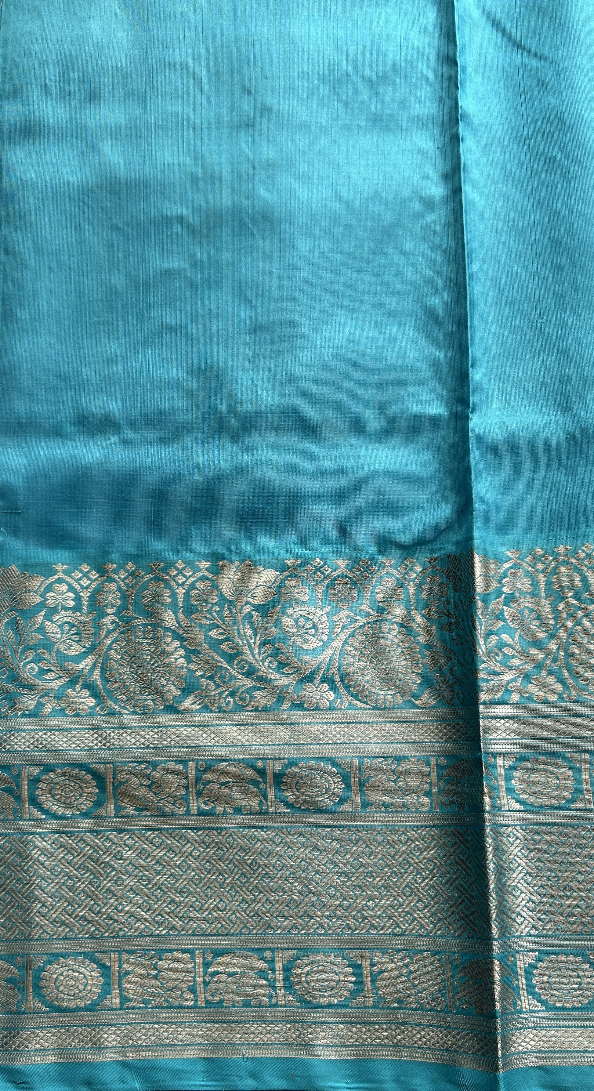 Venkatagiri Pattu Saree Cobalt Blue Complemented With a Sea Blue Color Zari Border - Sampradaya Designer Studio