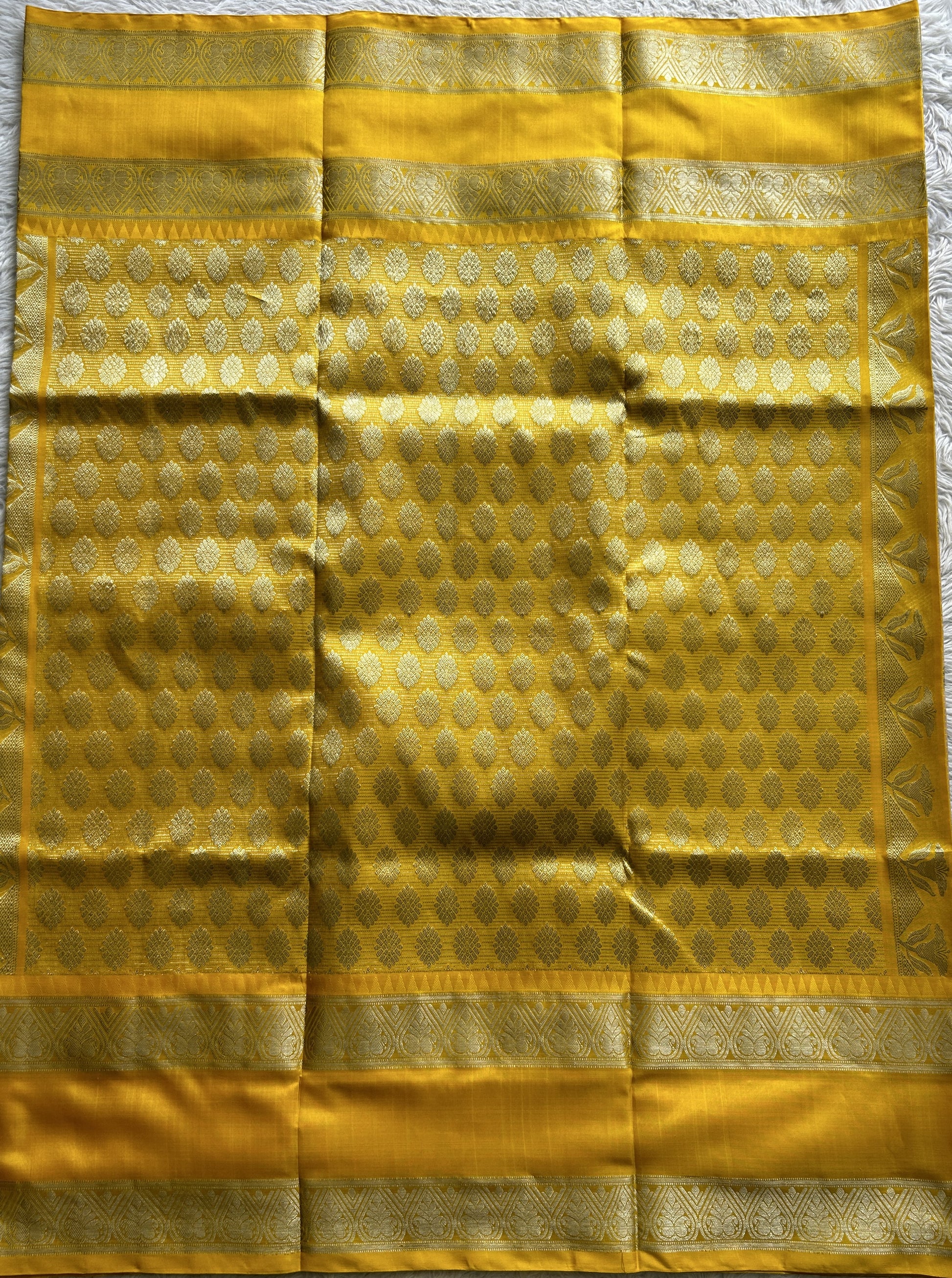 Venkatagiri Pattu Saree Light Yellow Colored Complemented With a Zari Border - Sampradaya Designer Studio