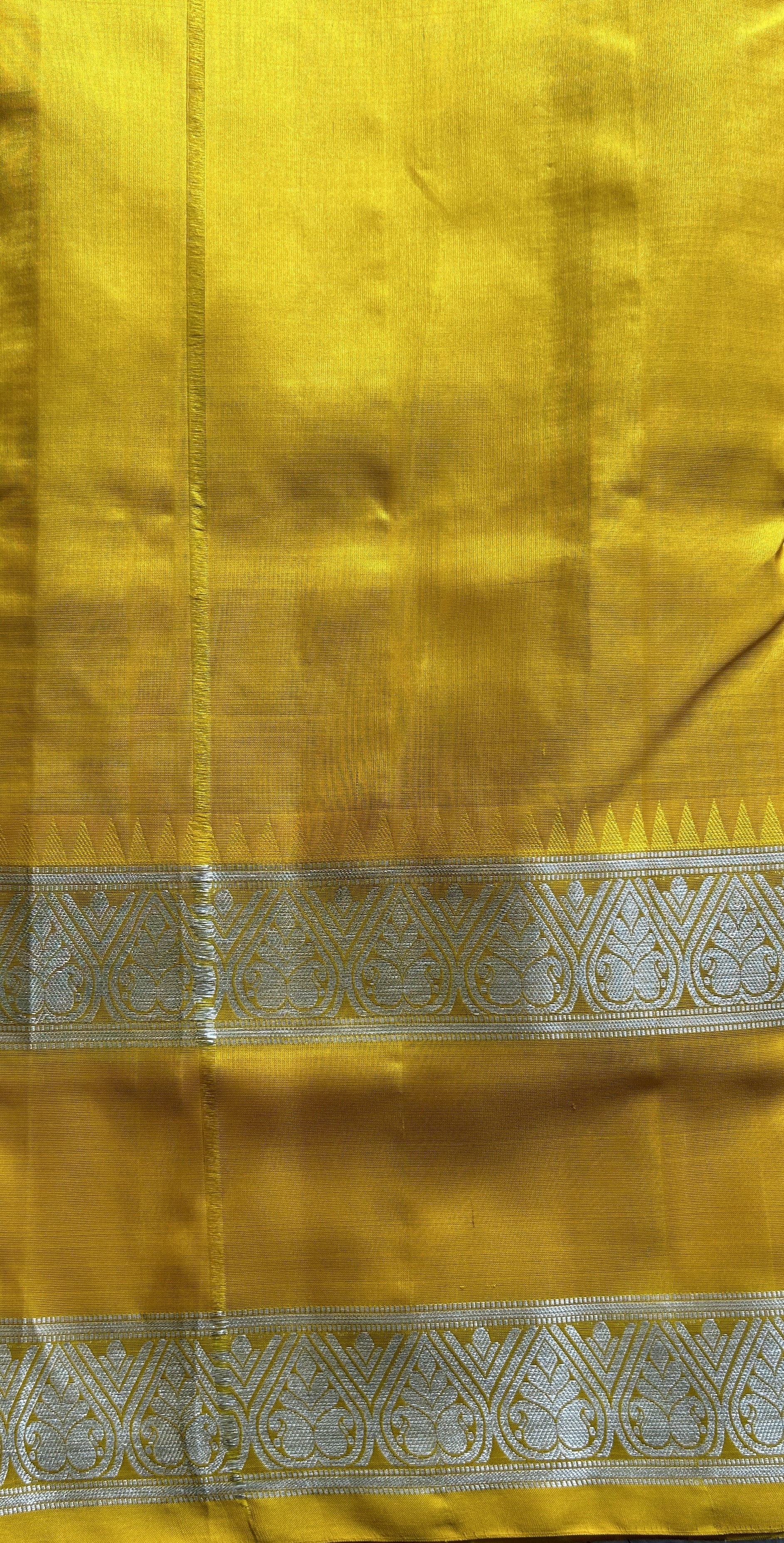 Venkatagiri Pattu Saree Light Yellow Colored Complemented With a Zari Border - Sampradaya Designer Studio