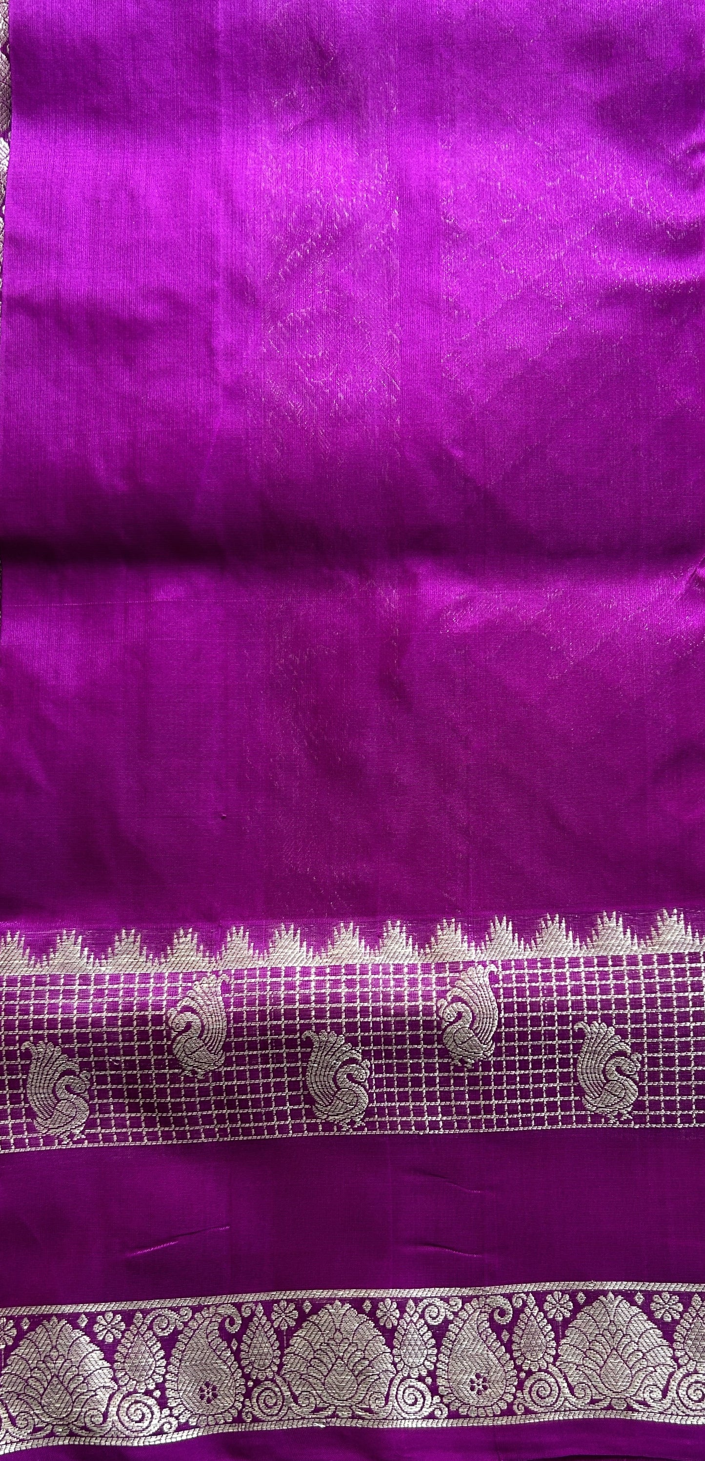 Venkatagiri Pattu Saree Light Lilac Colored Complemented With a Zari Border - Sampradaya Designer Studio