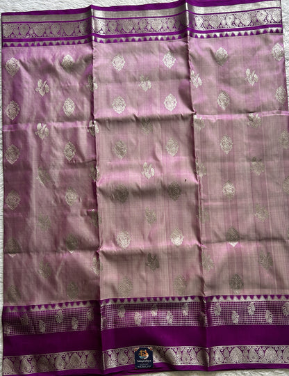 Venkatagiri Pattu Saree Light Lilac Colored Complemented With a Zari Border - Sampradaya Designer Studio