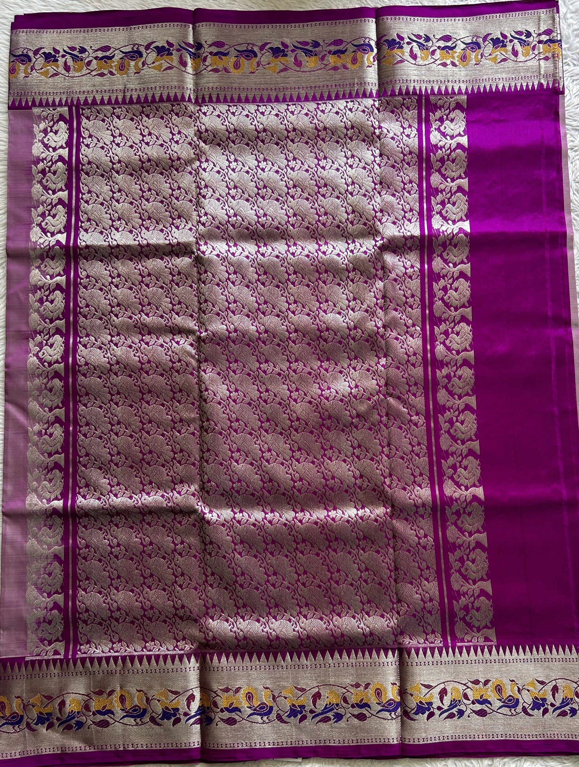 Venkatagiri Pattu Saree Lilac Colored Complemented With a Zari Border - Sampradaya Designer Studio