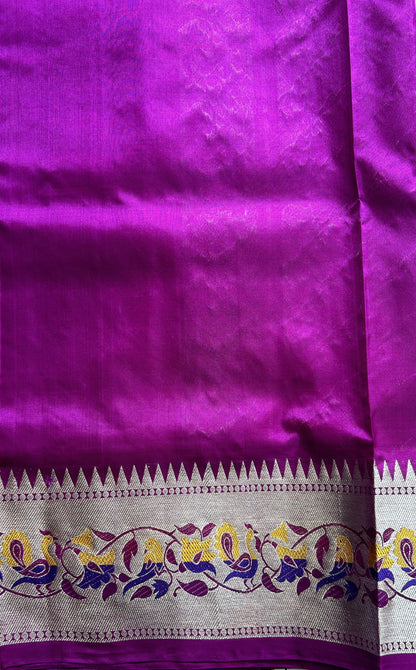 Venkatagiri Pattu Saree Lilac Colored Complemented With a Zari Border - Sampradaya Designer Studio