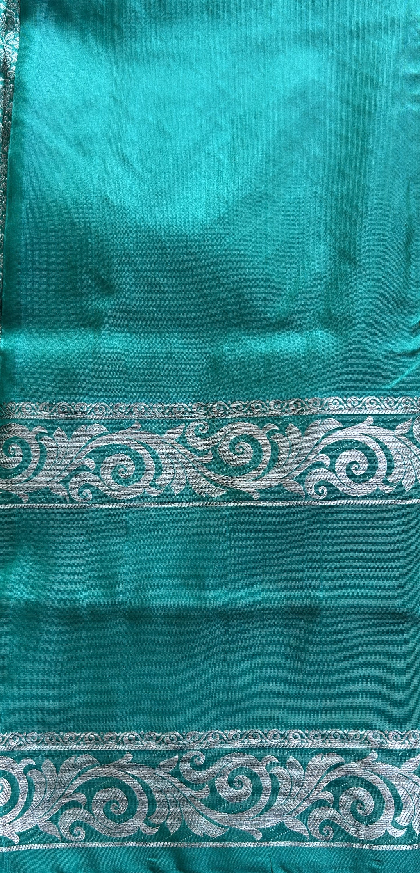 Venkatagiri Pattu Saree Pista Green Colored Complemented With a Zari Border - Sampradaya Designer Studio