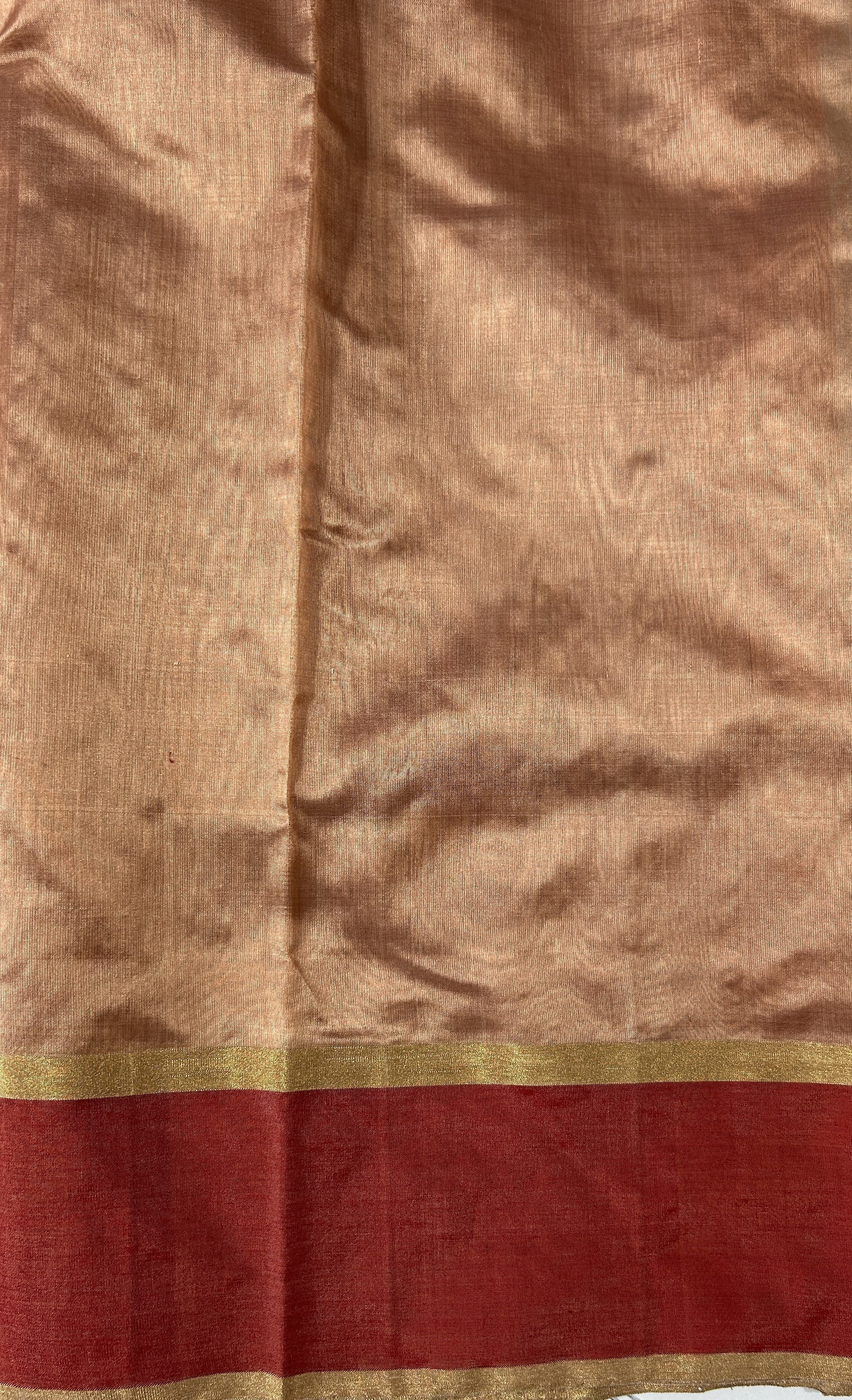 Chanderi Pattu Saree Light coral colored saree complemented with a Dark Red Colored Silver Zari border - Sampradaya Designer Studio