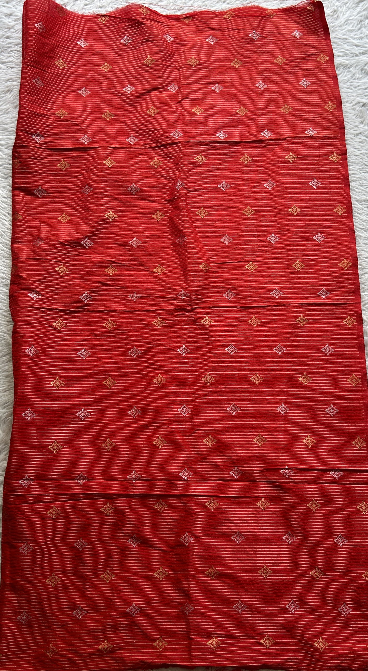 Banarasi Blouse Piece Red Colored with a Zari Weaving. - Sampradaya Designer Studio