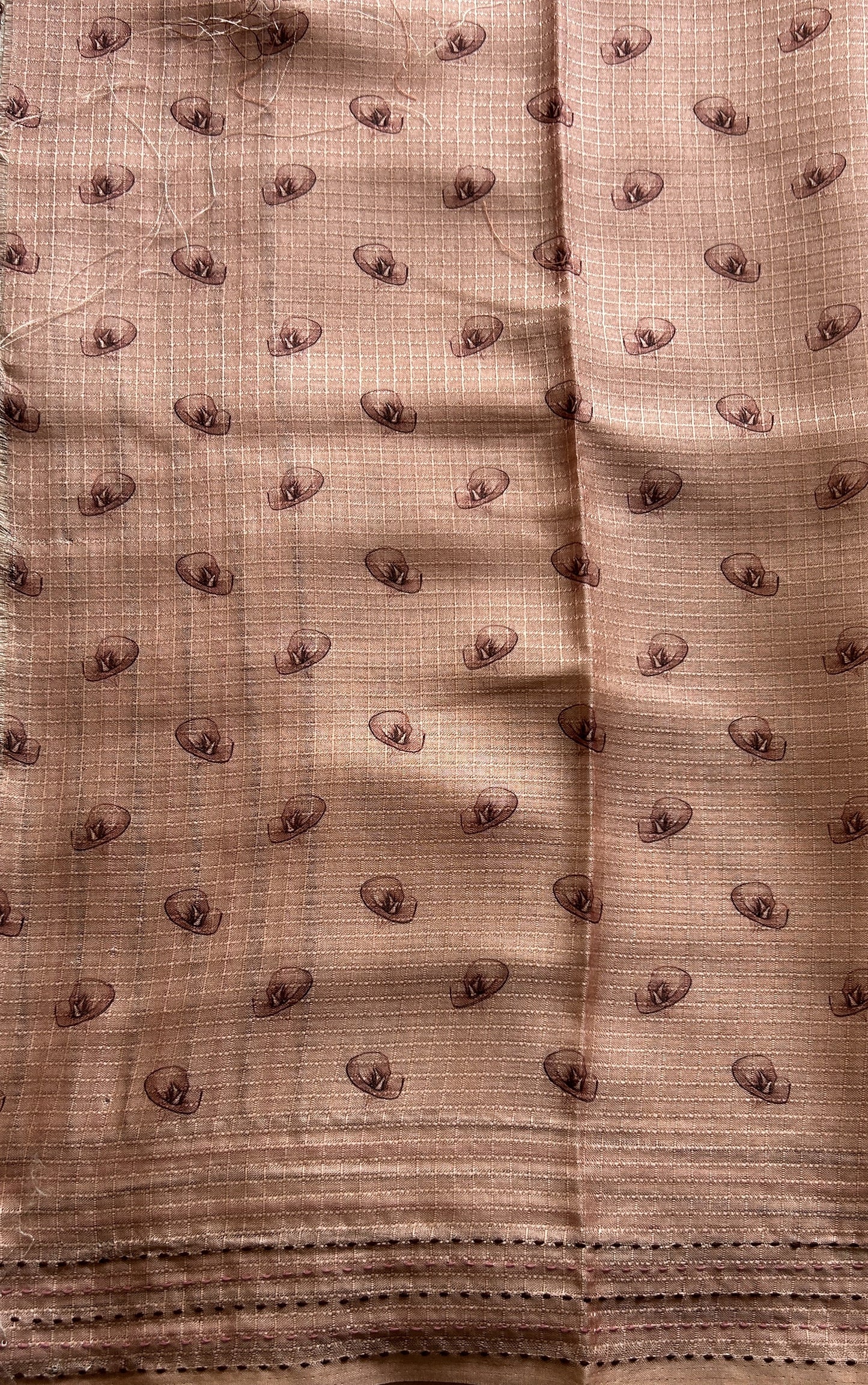 Semi Tussar Saree Light Pink Colored complemented with a Running Stich Border. - Sampradaya Designer Studio