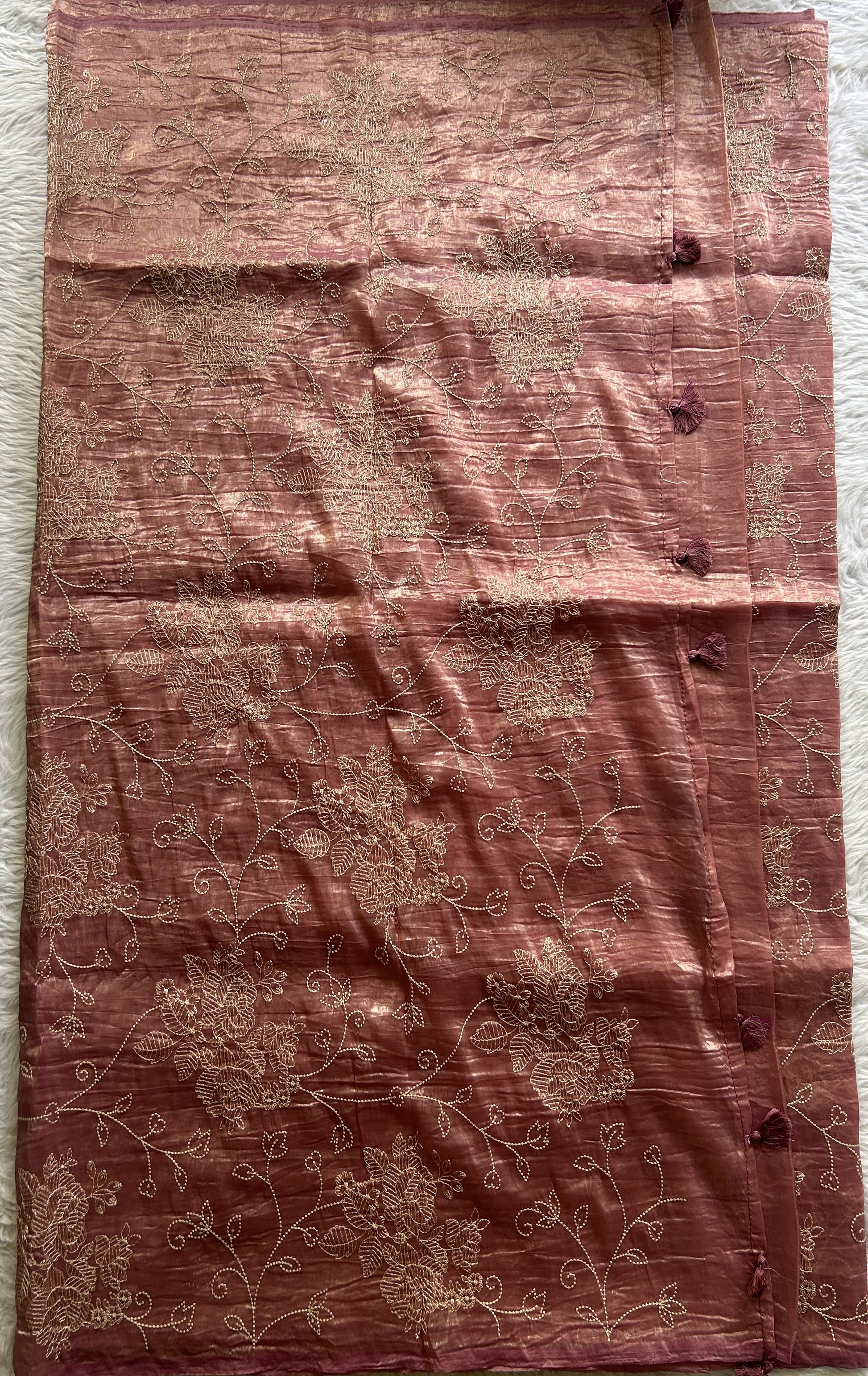 Inox Silk Saree Pink Colored Complemented with a Borderless. - Sampradaya Designer Studio