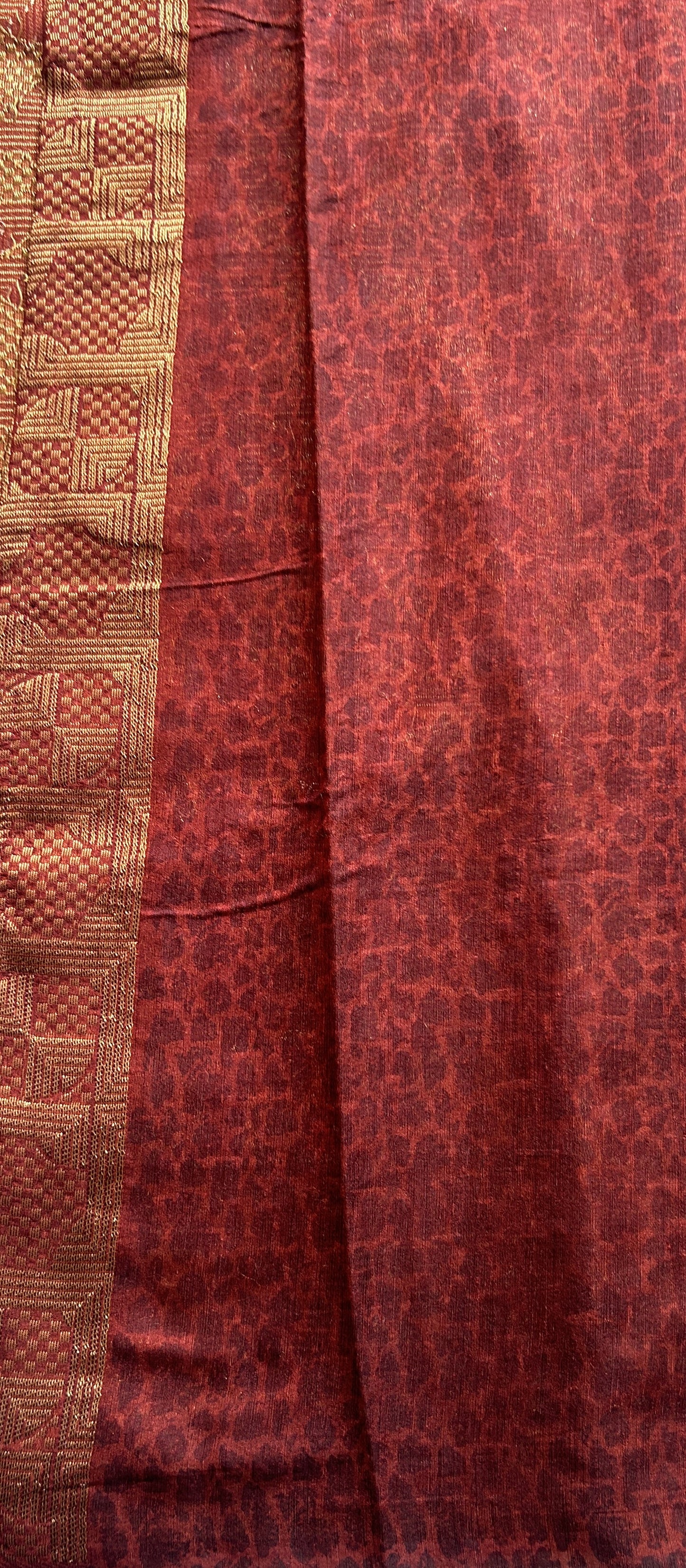 Maheshwari Chanderi Cotton Saree Rust Colored Complemented with a Zari Border. - Sampradaya Designer Studio