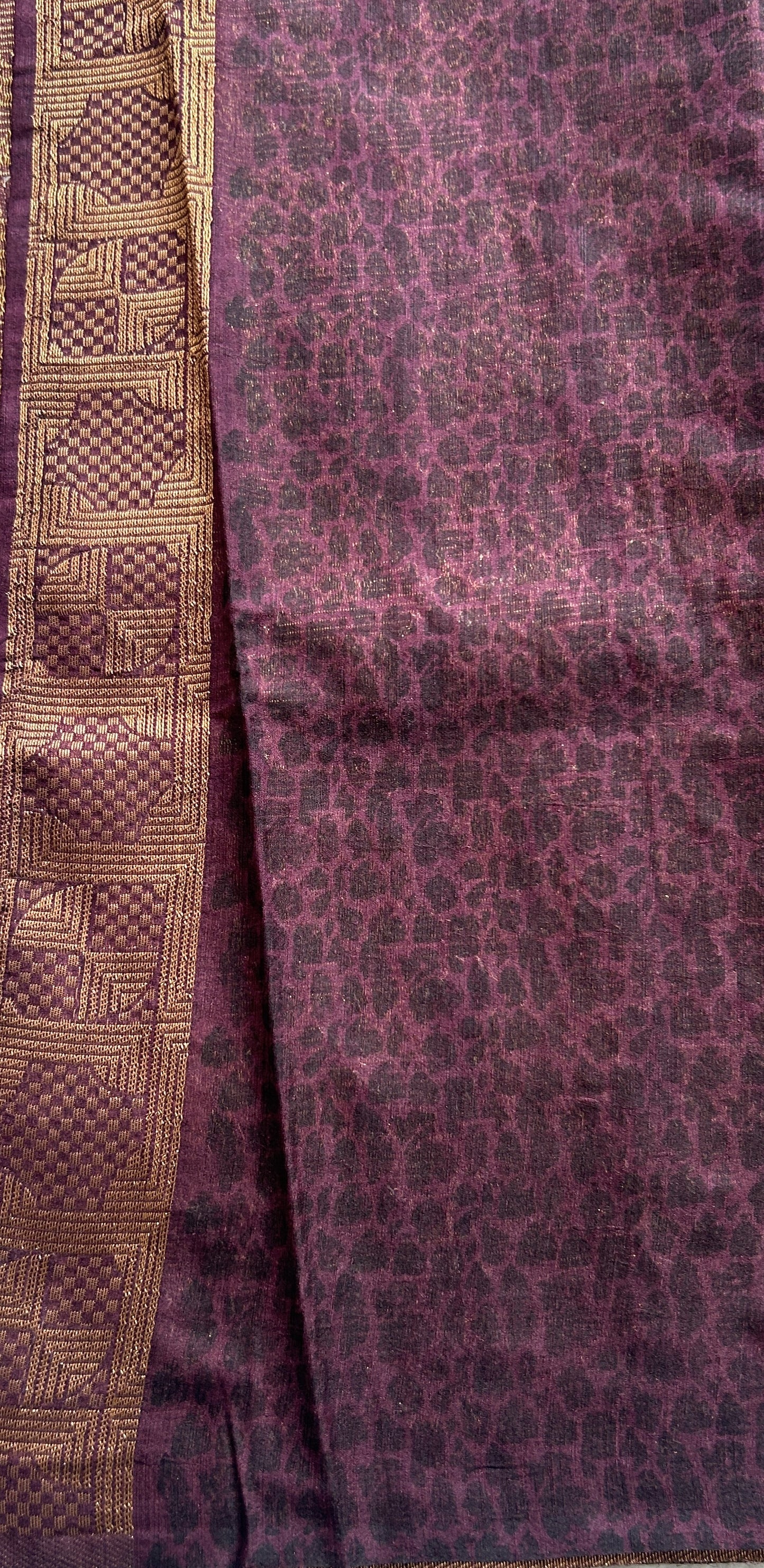 Maheshwari Chanderi Cotton Saree Purple Colored Complemented with a Zari Border. - Sampradaya Designer Studio