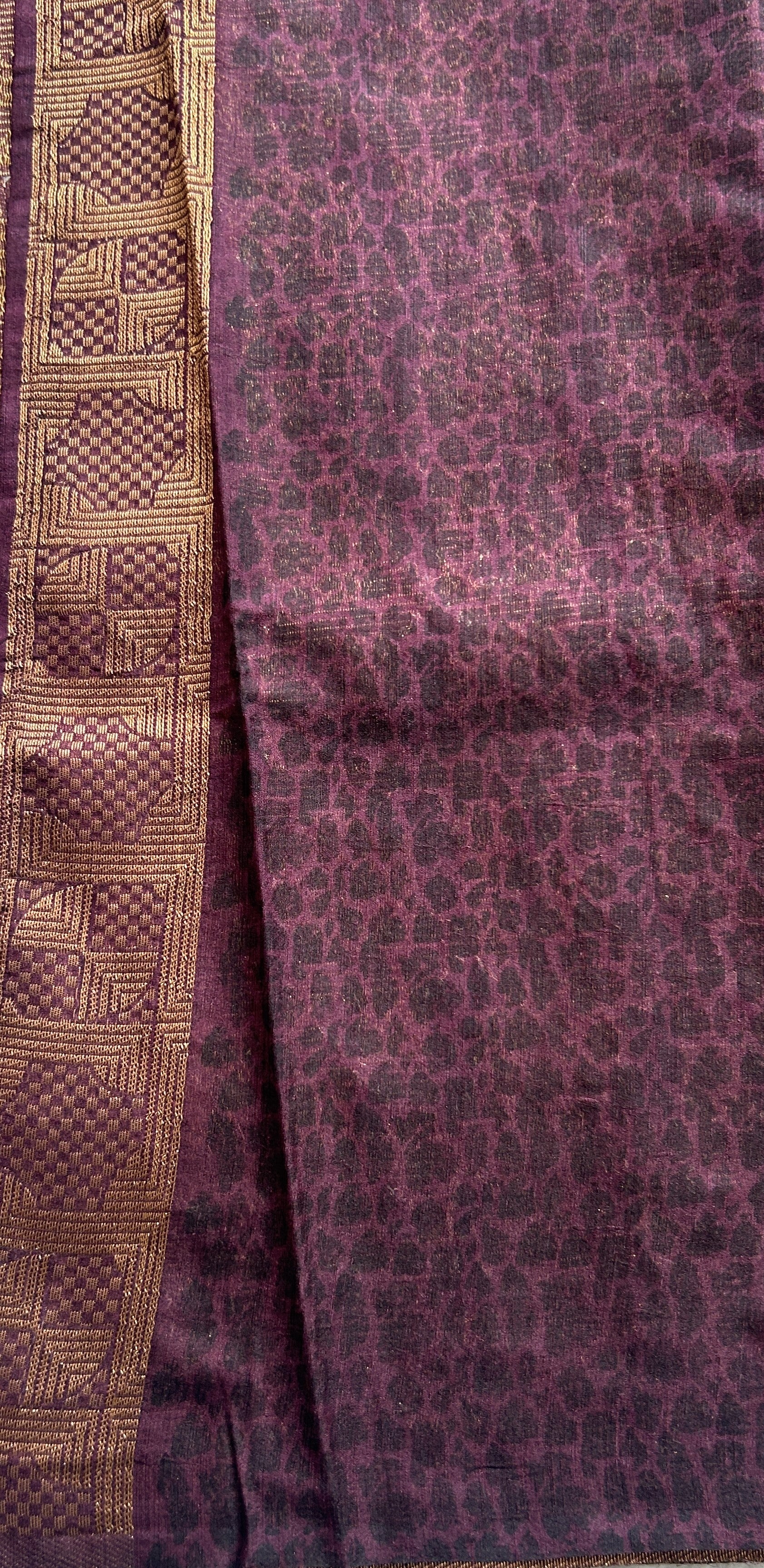 Maheshwari Chanderi Cotton Saree Purple Colored Complemented with a Zari Border. - Sampradaya Designer Studio