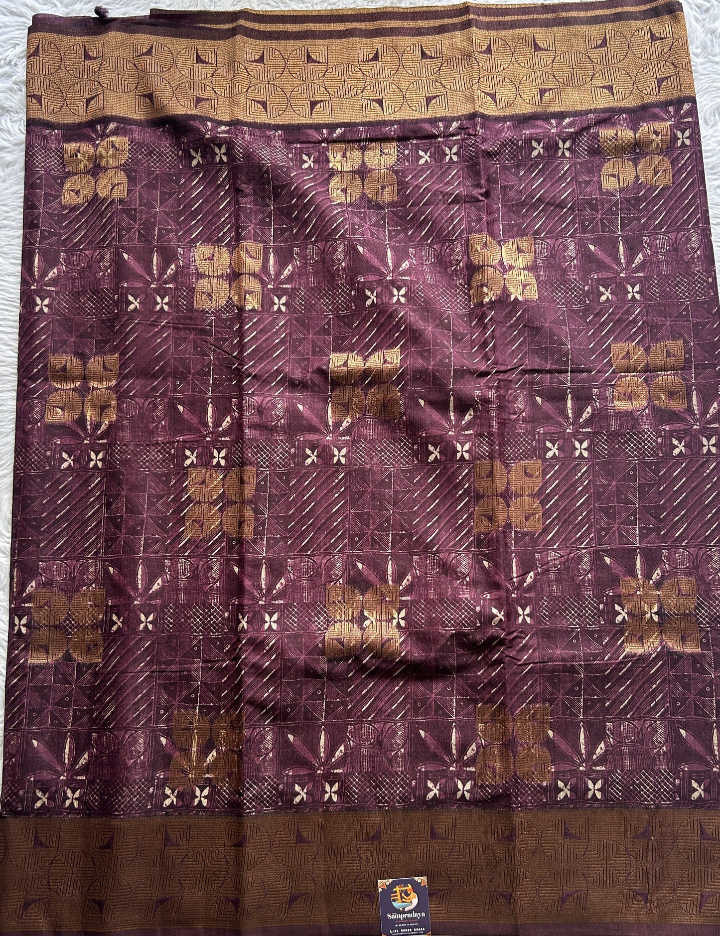 Maheshwari Chanderi Cotton Saree Purple Colored Complemented with a Zari Border. - Sampradaya Designer Studio