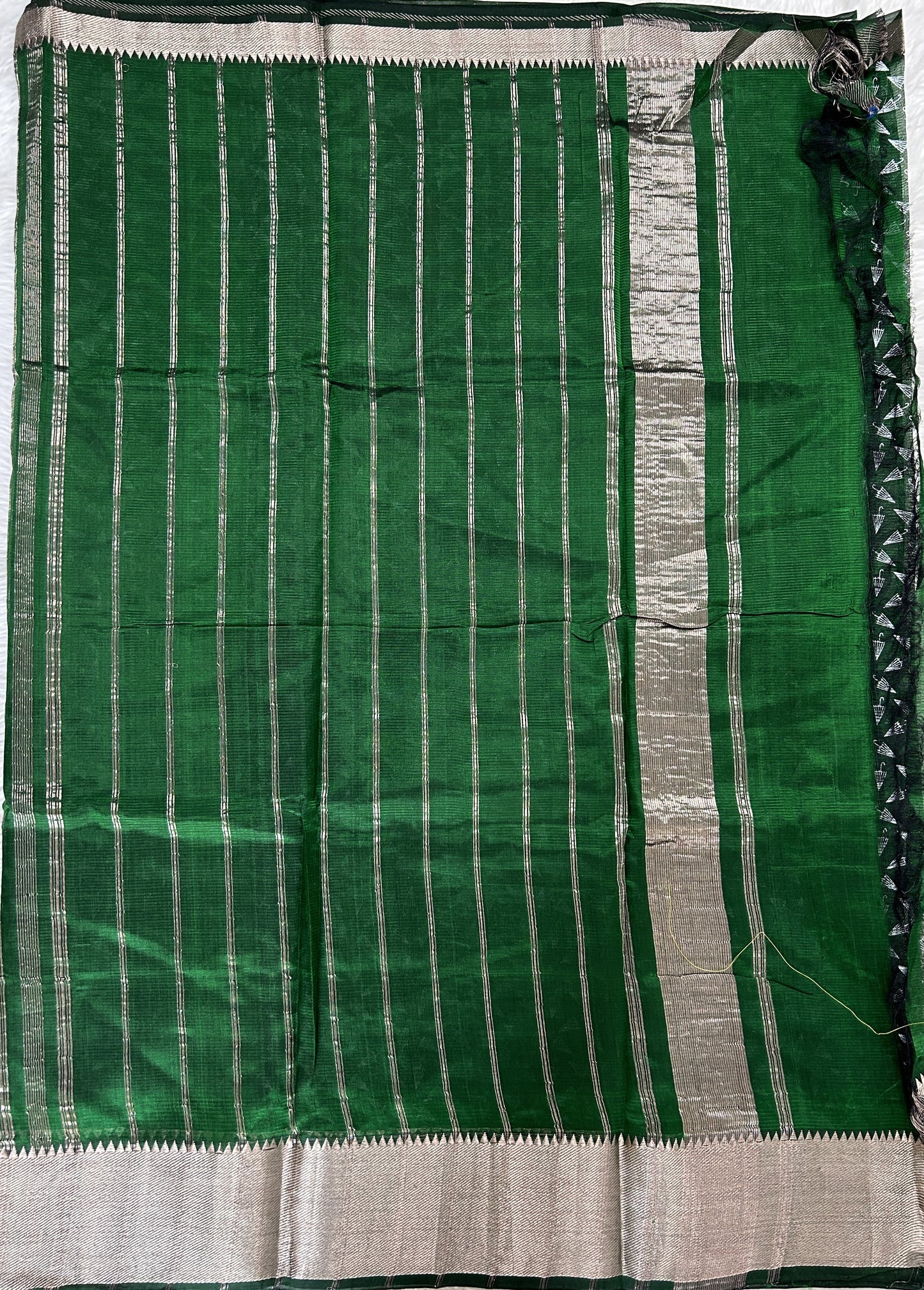 Mangalagiri Pattu Digital Print Saree Green colored Saree complemented with a Mangalagiri Border - Sampradaya Designer Studio