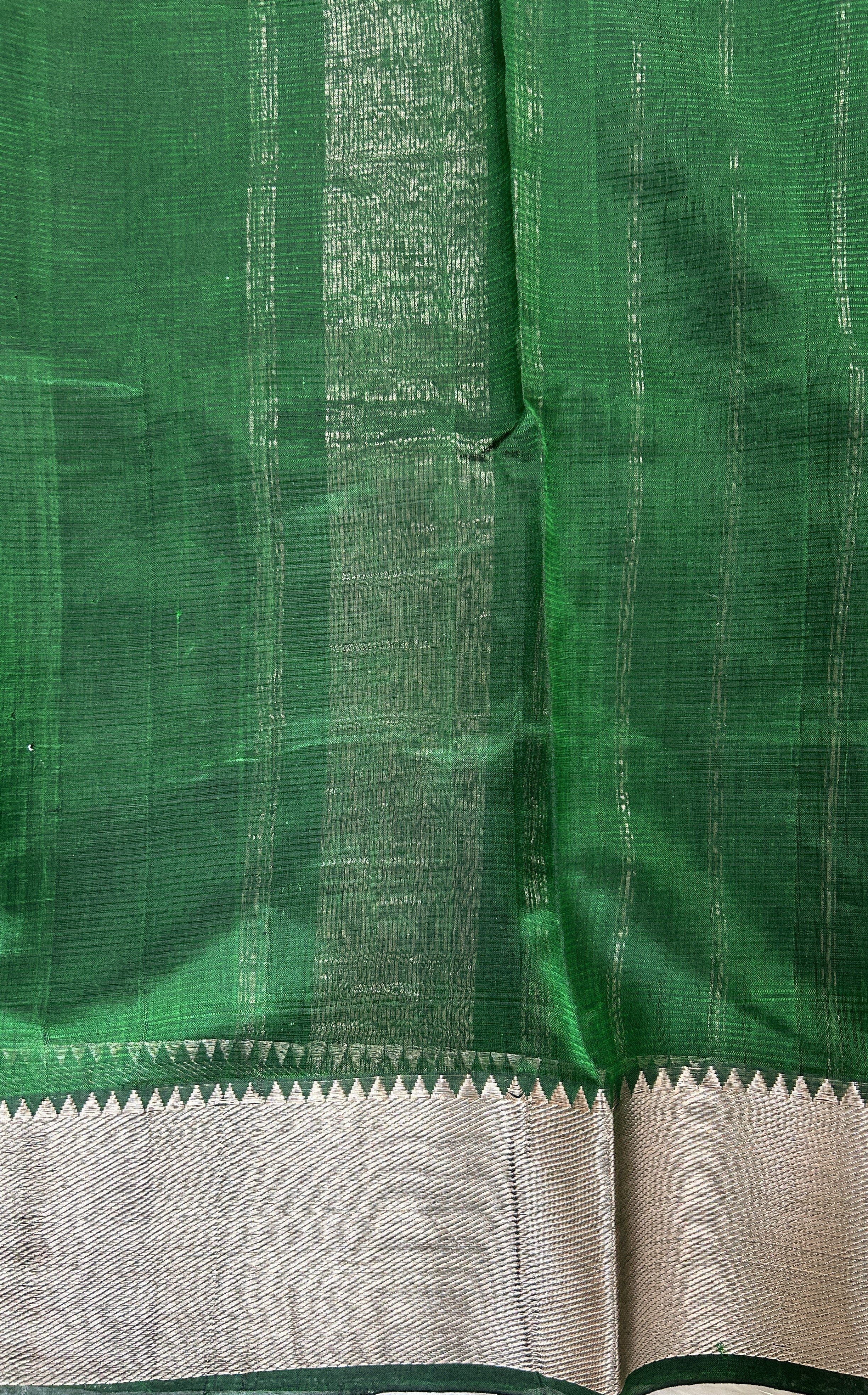 Mangalagiri Pattu Digital Print Saree Green Colored Saree Complemented ...