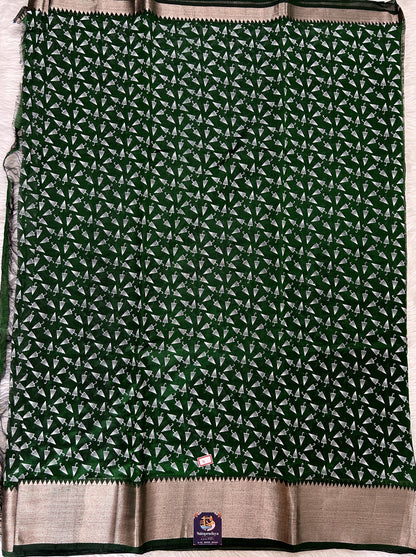 Mangalagiri Pattu Digital Print Saree Green colored Saree complemented with a Mangalagiri Border - Sampradaya Designer Studio