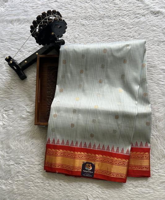 Gadwal Pattu Saree Light Blue Colored Complemented With a Zari Border - Sampradaya Designer Studio