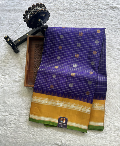 Gadwal Pattu Saree Violet Colored Complemented With a Zari Border - Sampradaya Designer Studio