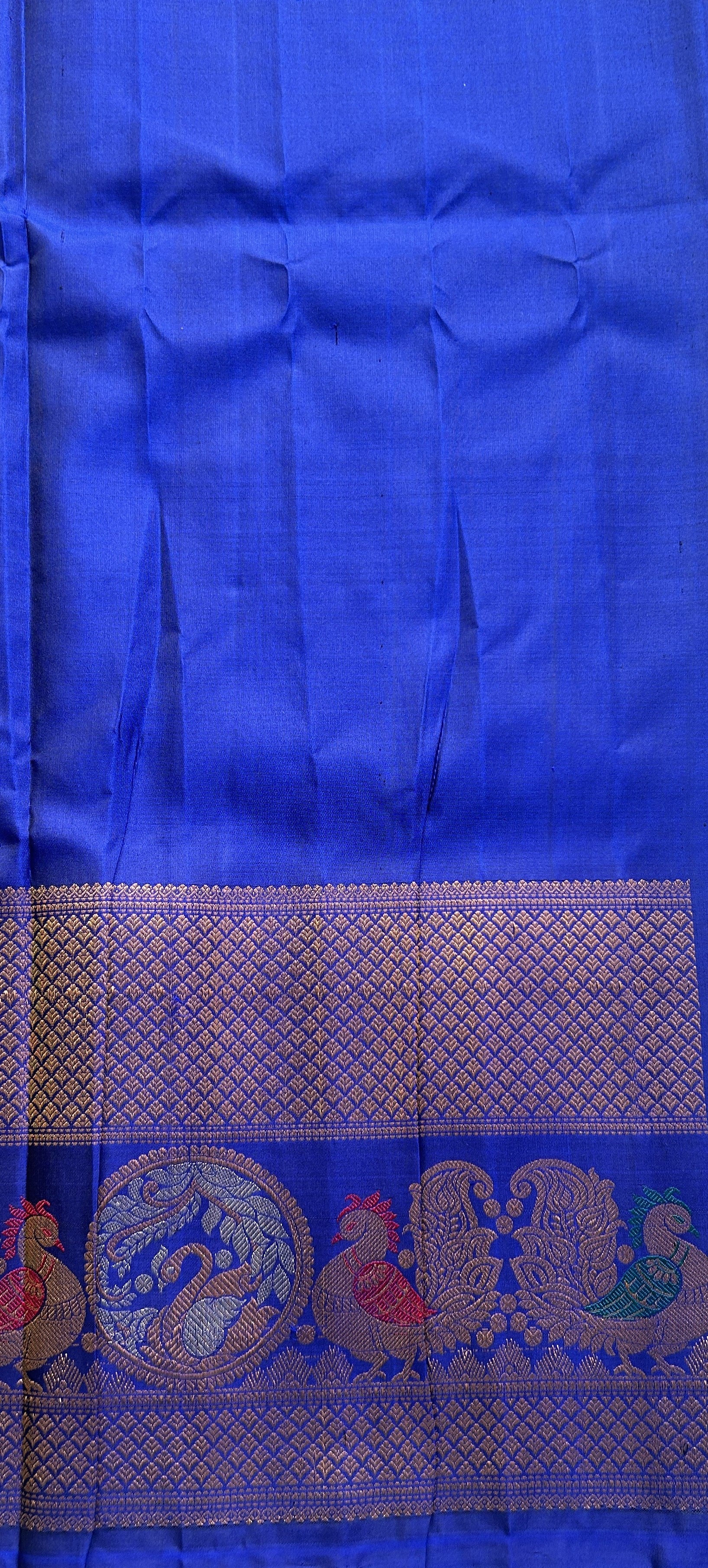 Gadwal Pattu Saree Ink Blue Colored Complemented With a Zari Border - Sampradaya Designer Studio