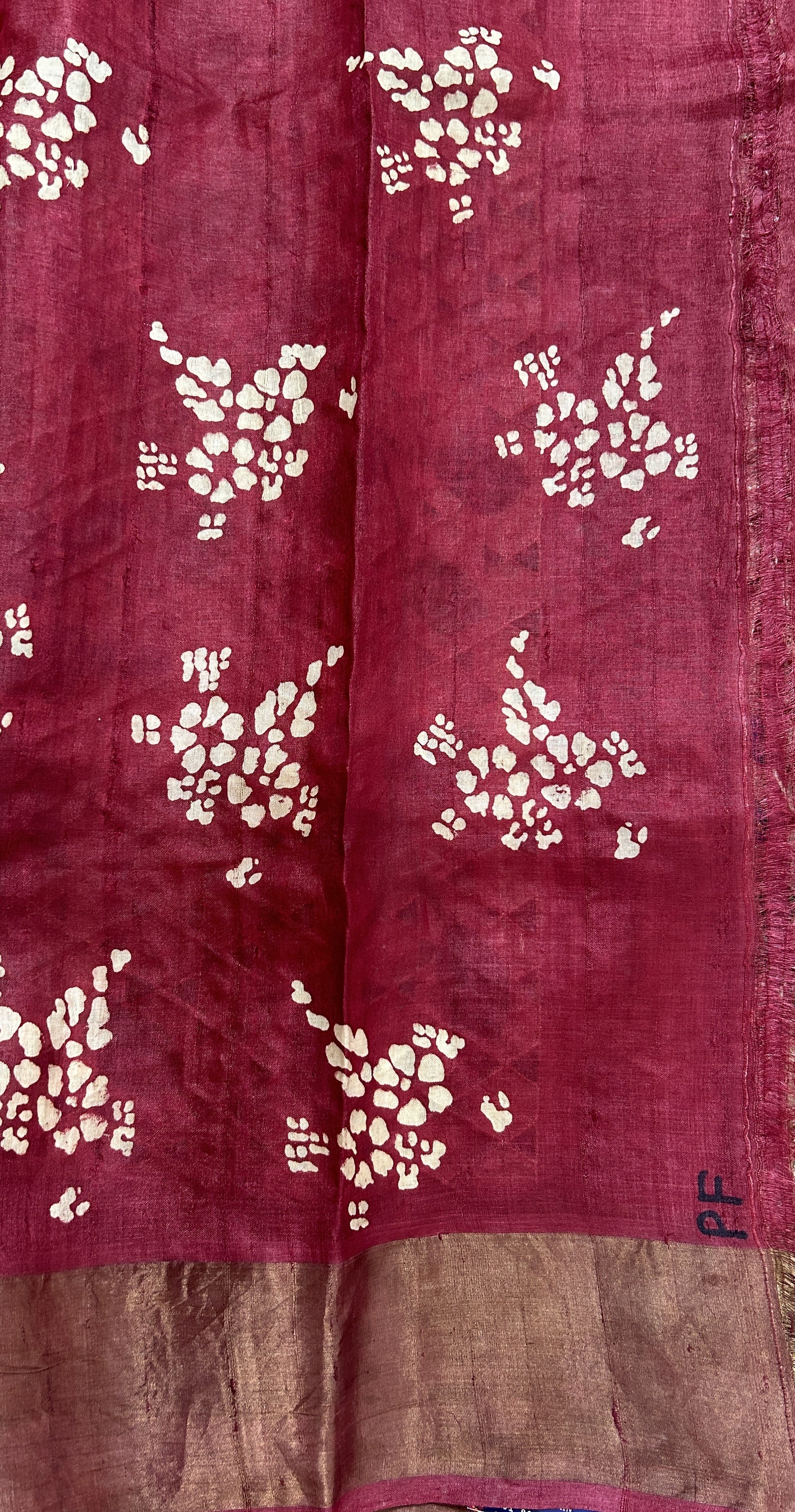 Tussar Silk Saree Onion Pink colored complemented with a Rosewood Colored Zari border. - Sampradaya Designer Studio