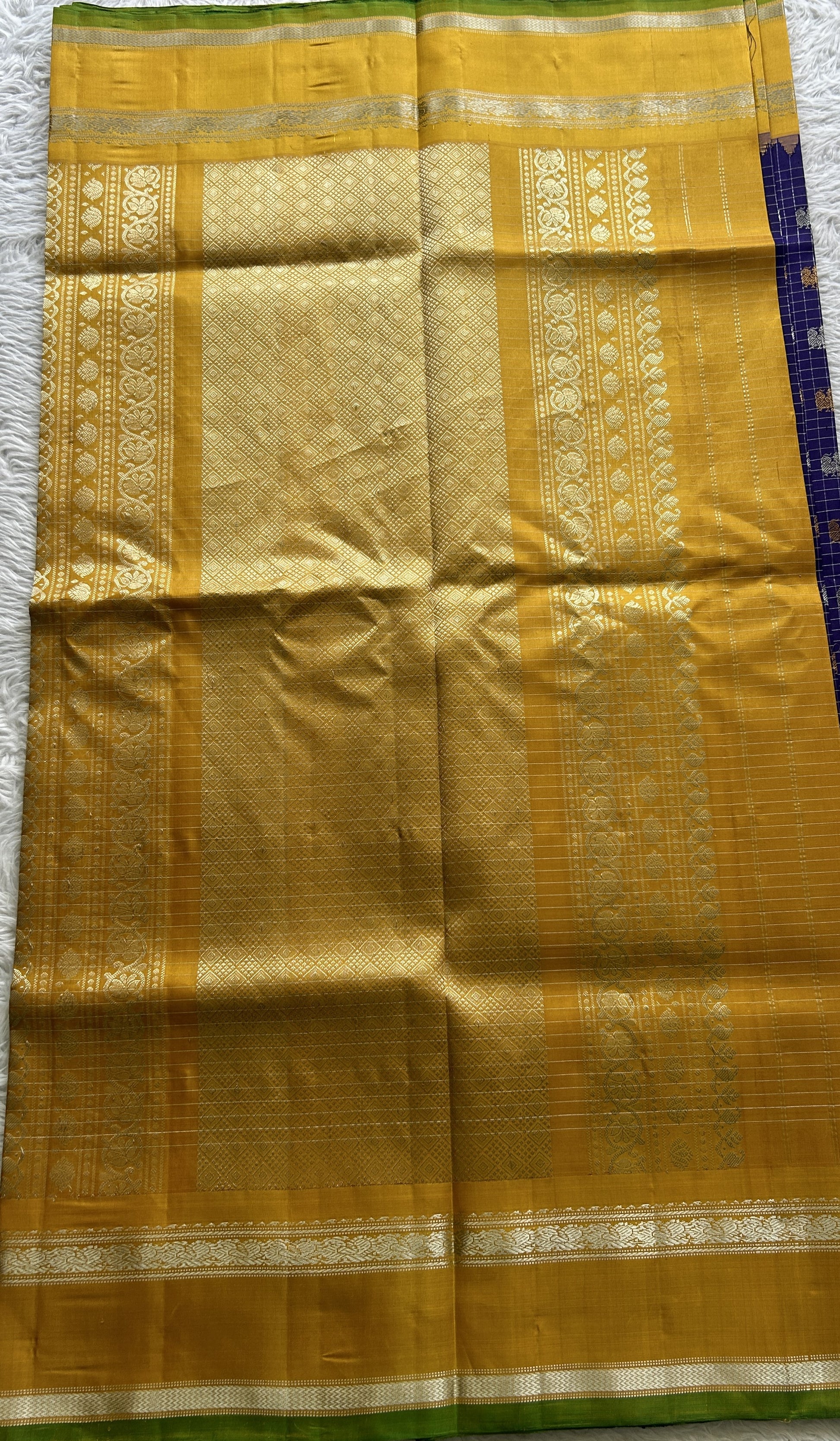 Gadwal Pattu Saree Violet Colored Complemented With a Zari Border - Sampradaya Designer Studio