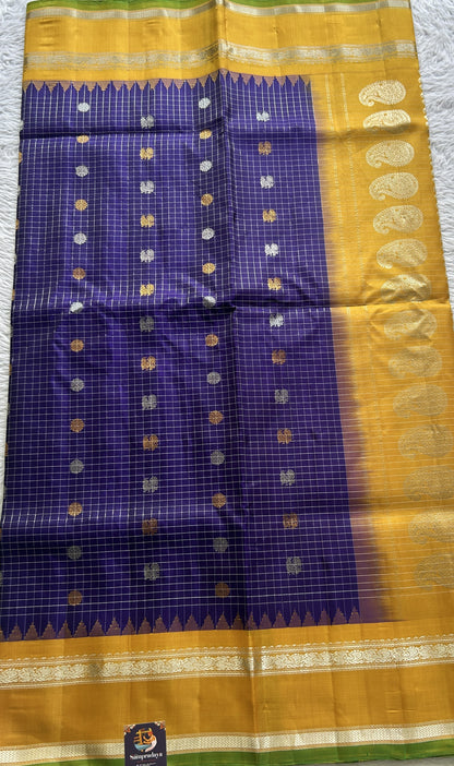 Gadwal Pattu Saree Violet Colored Complemented With a Zari Border - Sampradaya Designer Studio