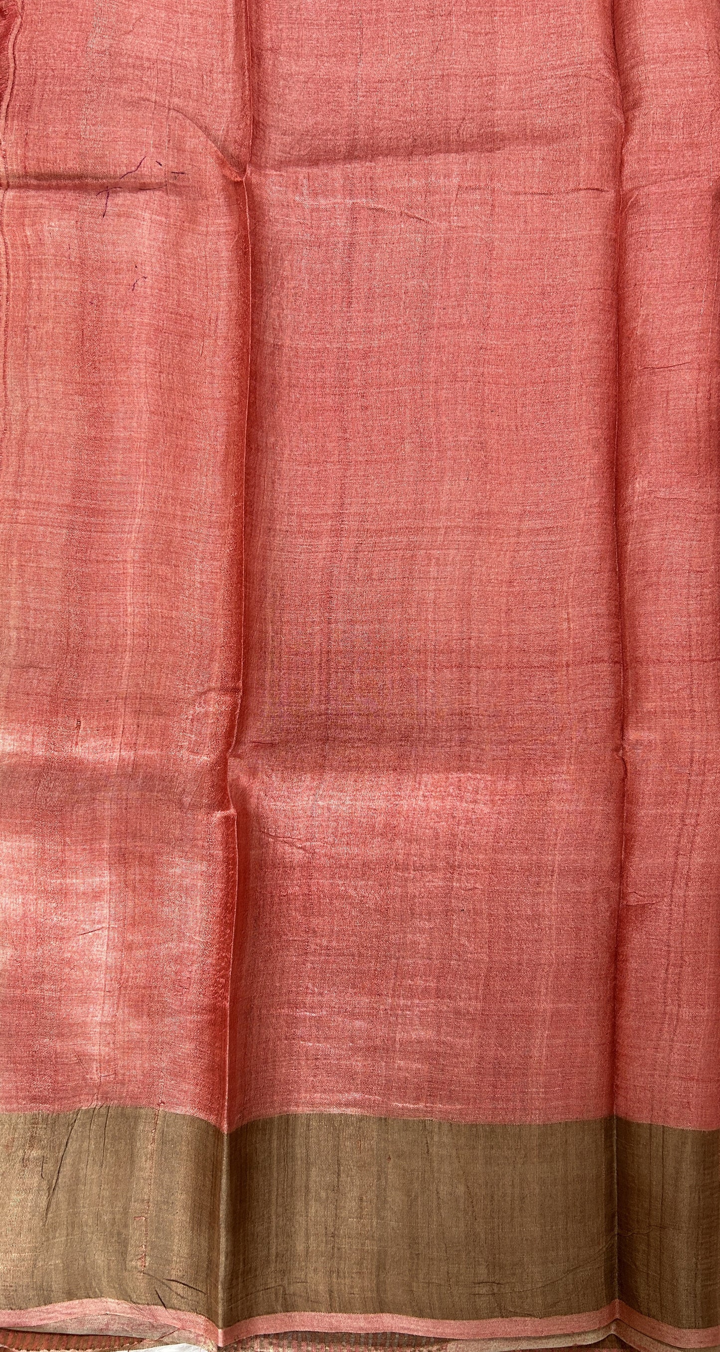 Tussar Silk Saree Rosewood colored Saree complemented with a Pink Colored Zari border. - Sampradaya Designer Studio