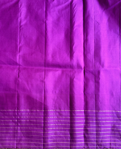 Gadwal Pattu Saree Light Turquoise Blue colored saree complemented with a Purple Checks border