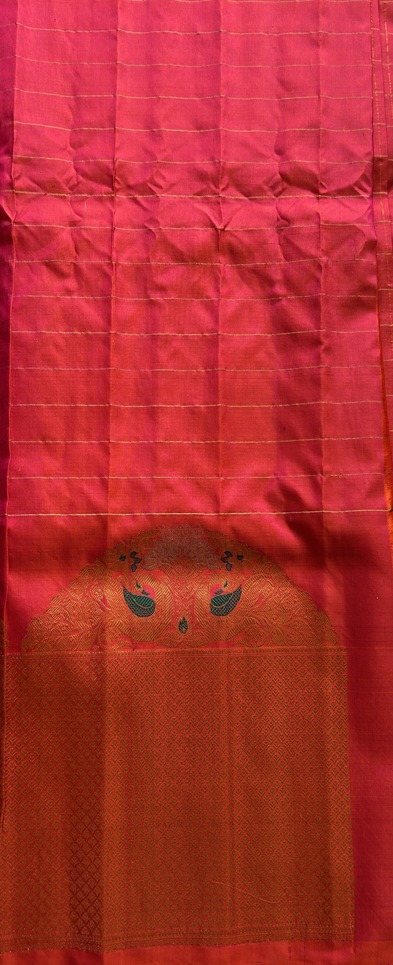 Gadwal Pattu Saree Pink Colored Complemented With a Zari Border - Sampradaya Designer Studio