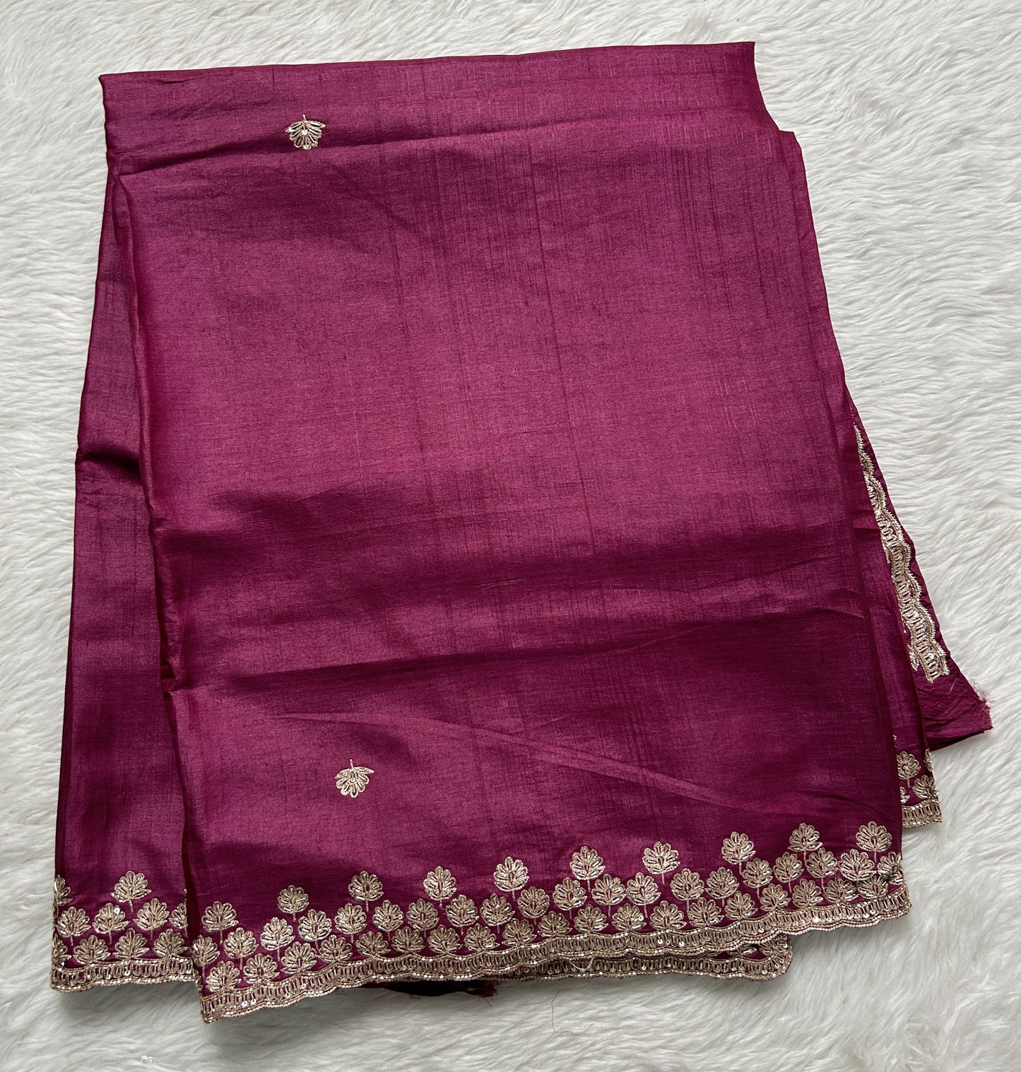 Tussar Handcrafted Designer Sarees Dark Pink colored Saree complemented with a Hand Embroidery border. - Sampradaya Designer Studio