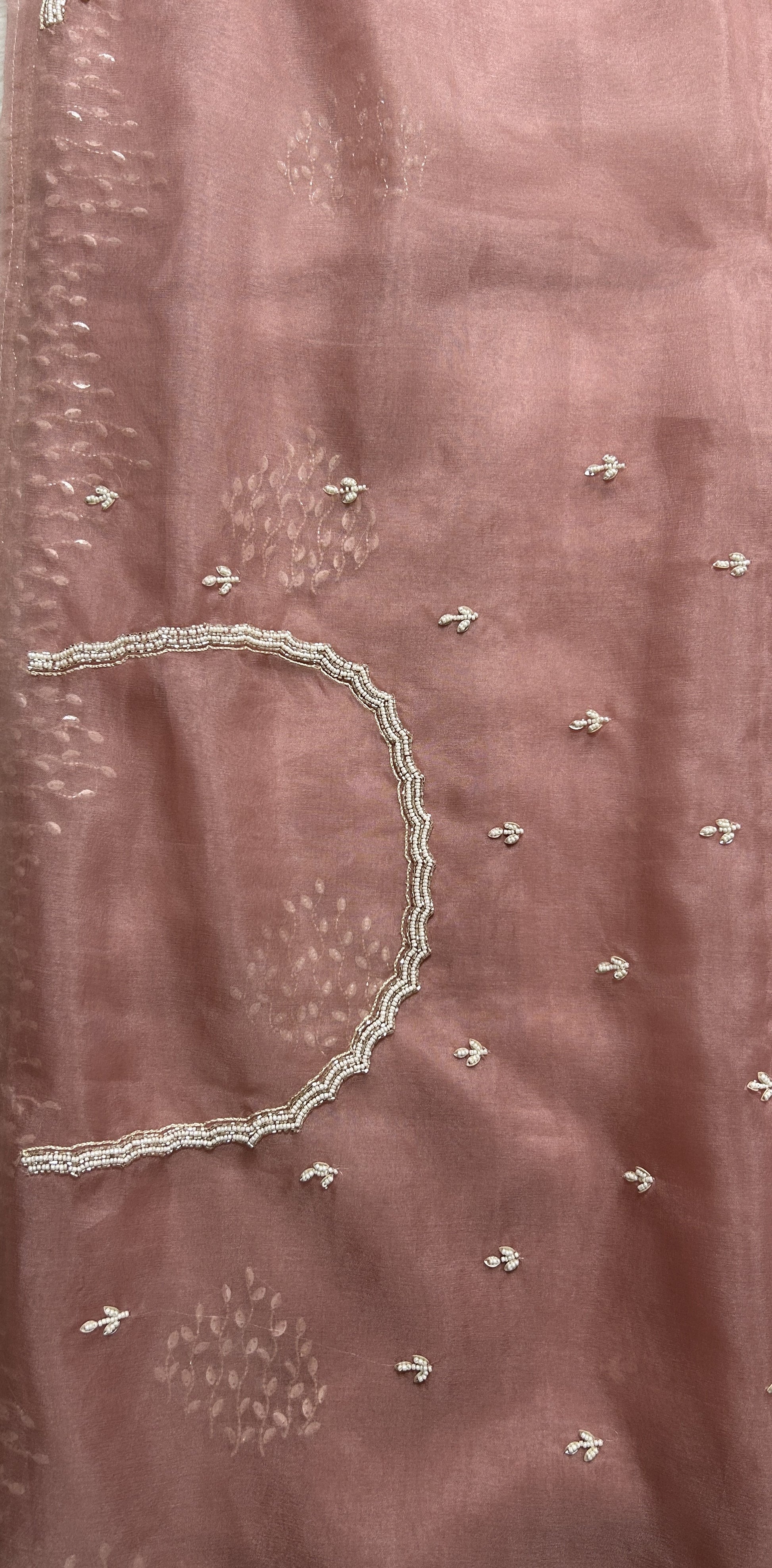 Soft Organza Designer Saree Light Pink colored Saree complemented with a Hand Embroidery border. - Sampradaya Designer Studio