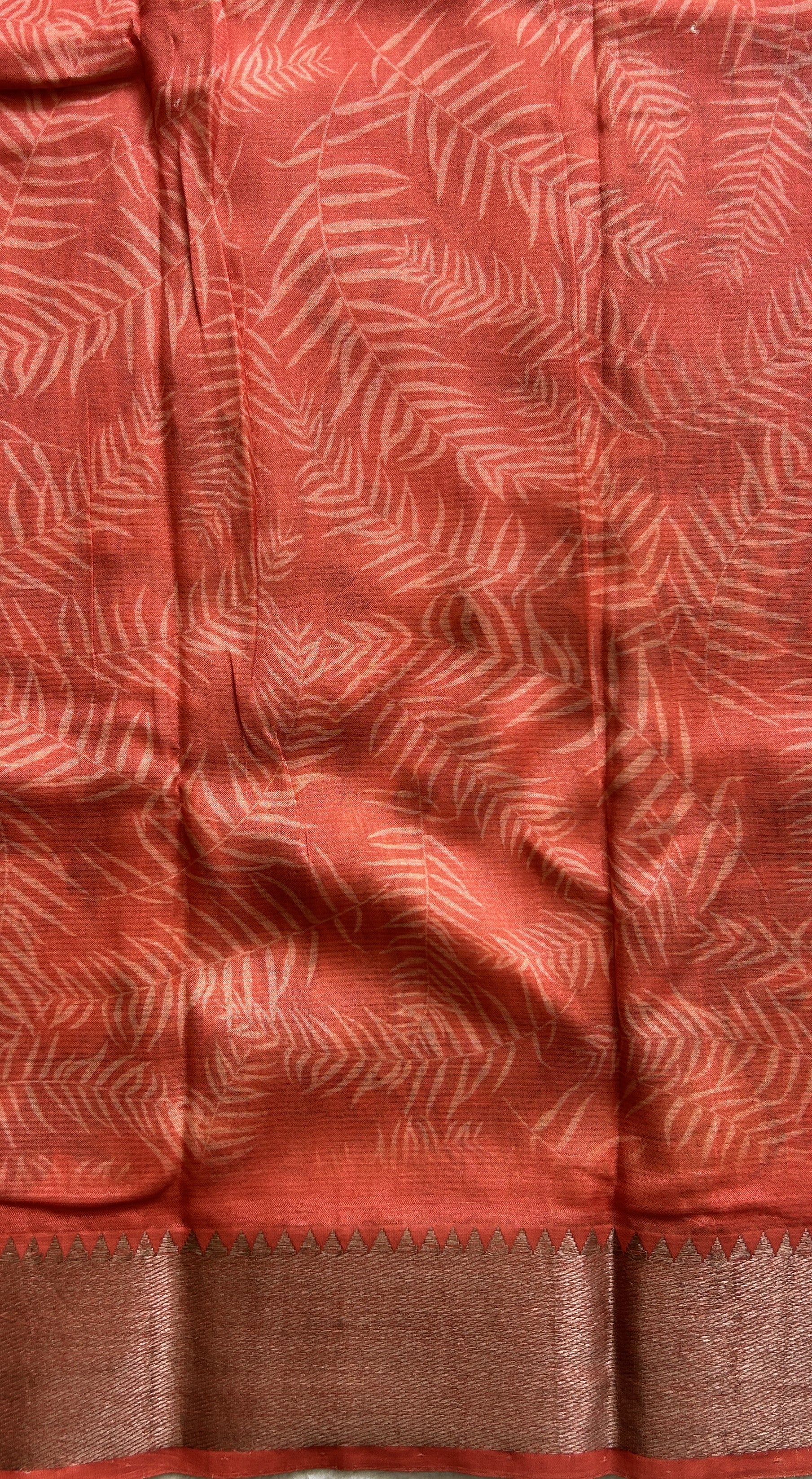 Mangalagiri Pattu Digital Print Saree Light Peach colored complemented with a Zari Border - Sampradaya Designer Studio