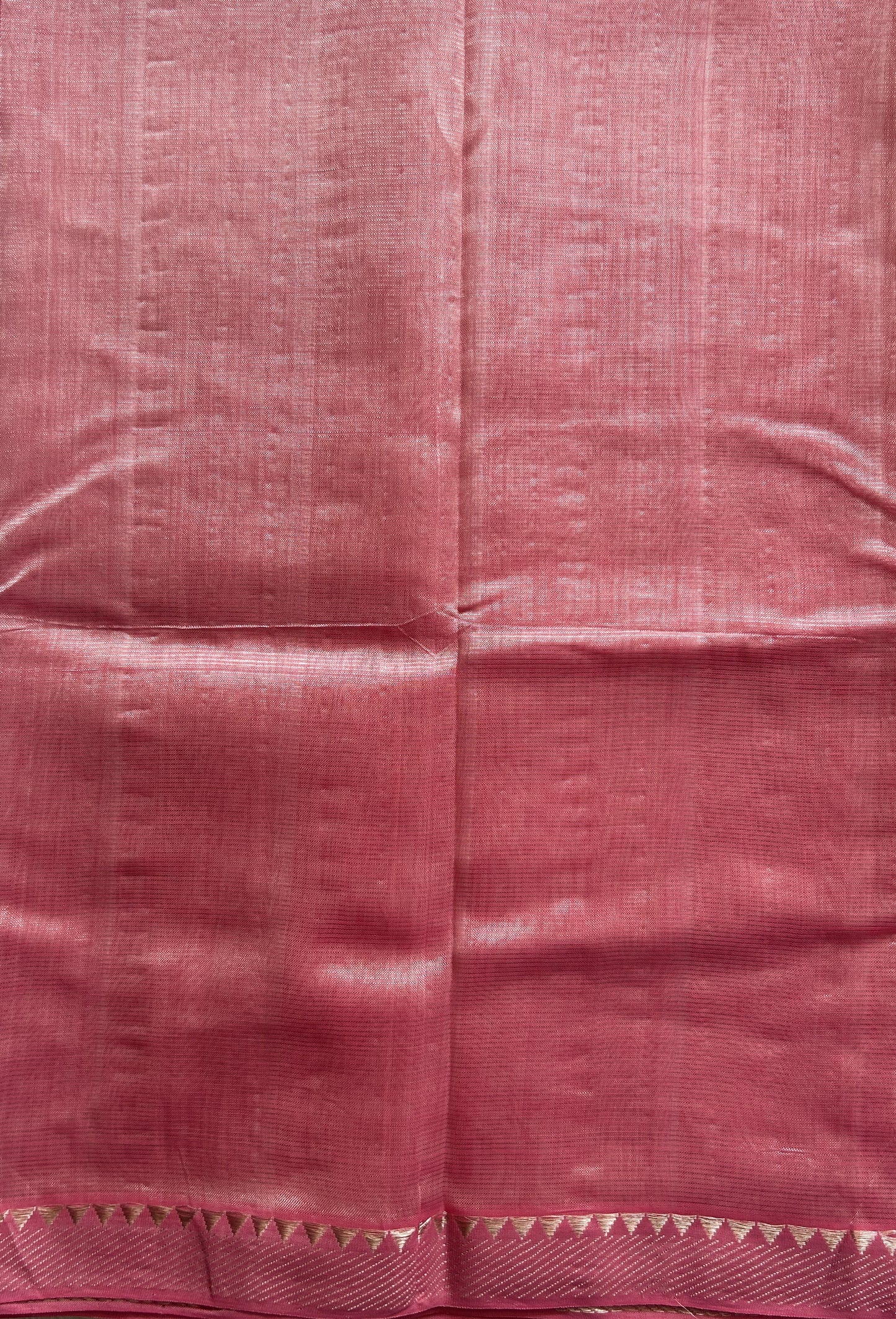 Mangalagiri Plain Pattu Saree Pink colored complemented with a Zari Border - Sampradaya Designer Studio