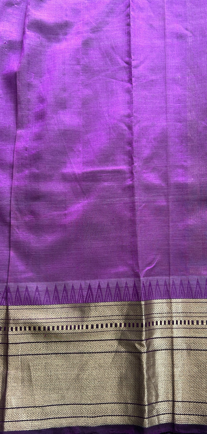 Mangalagiri Pattu Digital Print Saree Light Purple colored complemented with a Zari Border - Sampradaya Designer Studio