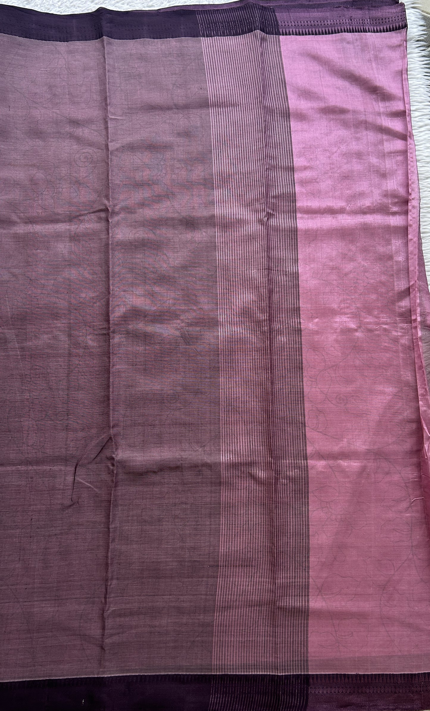 Mangalagiri Pattu Digital Print Saree Lavender colored complemented with a Zari Border - Sampradaya Designer Studio