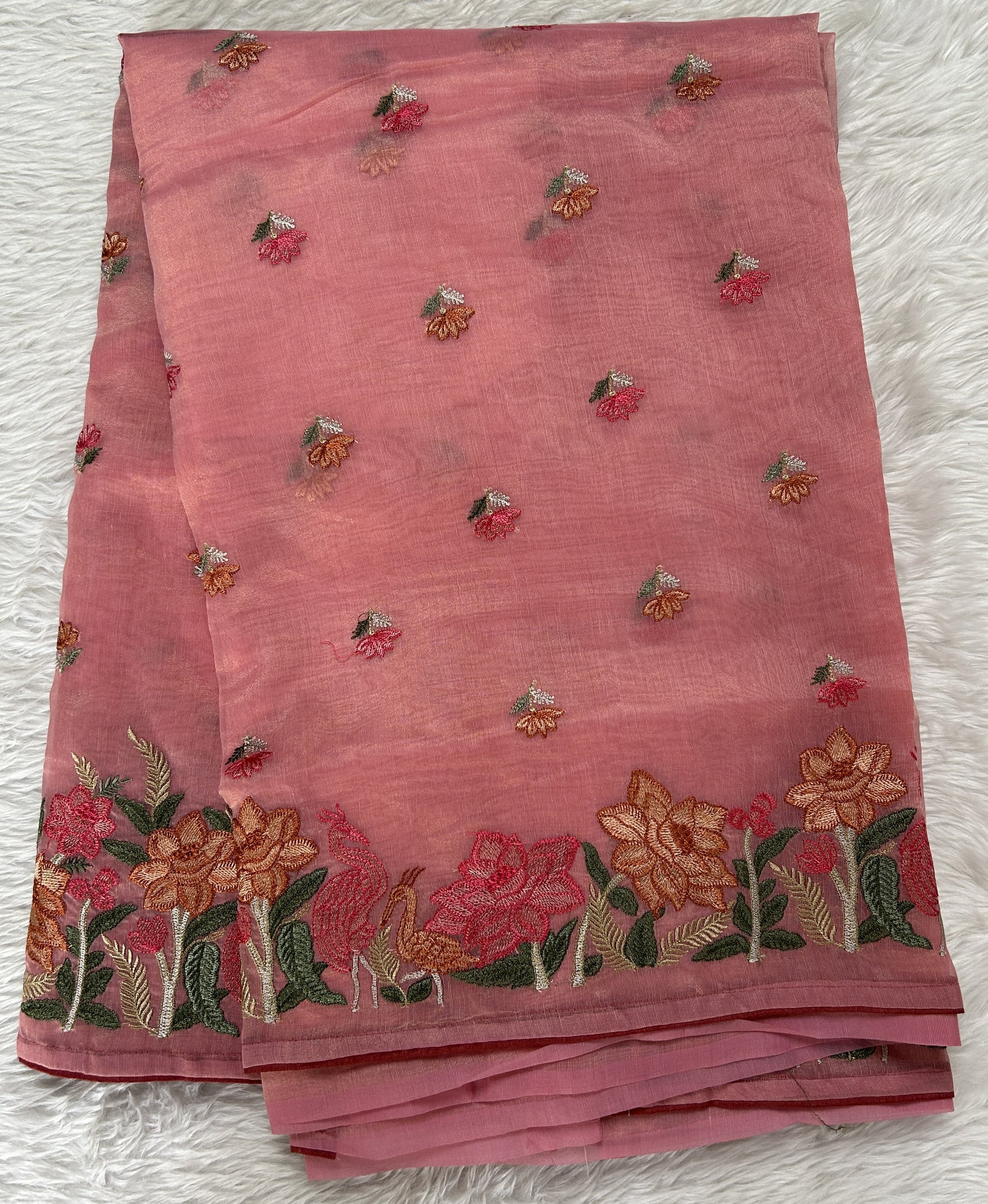 Semi Tussar Designer Saree Light Pink colored Saree complemented with a Machine Embroidery border. - Sampradaya Designer Studio