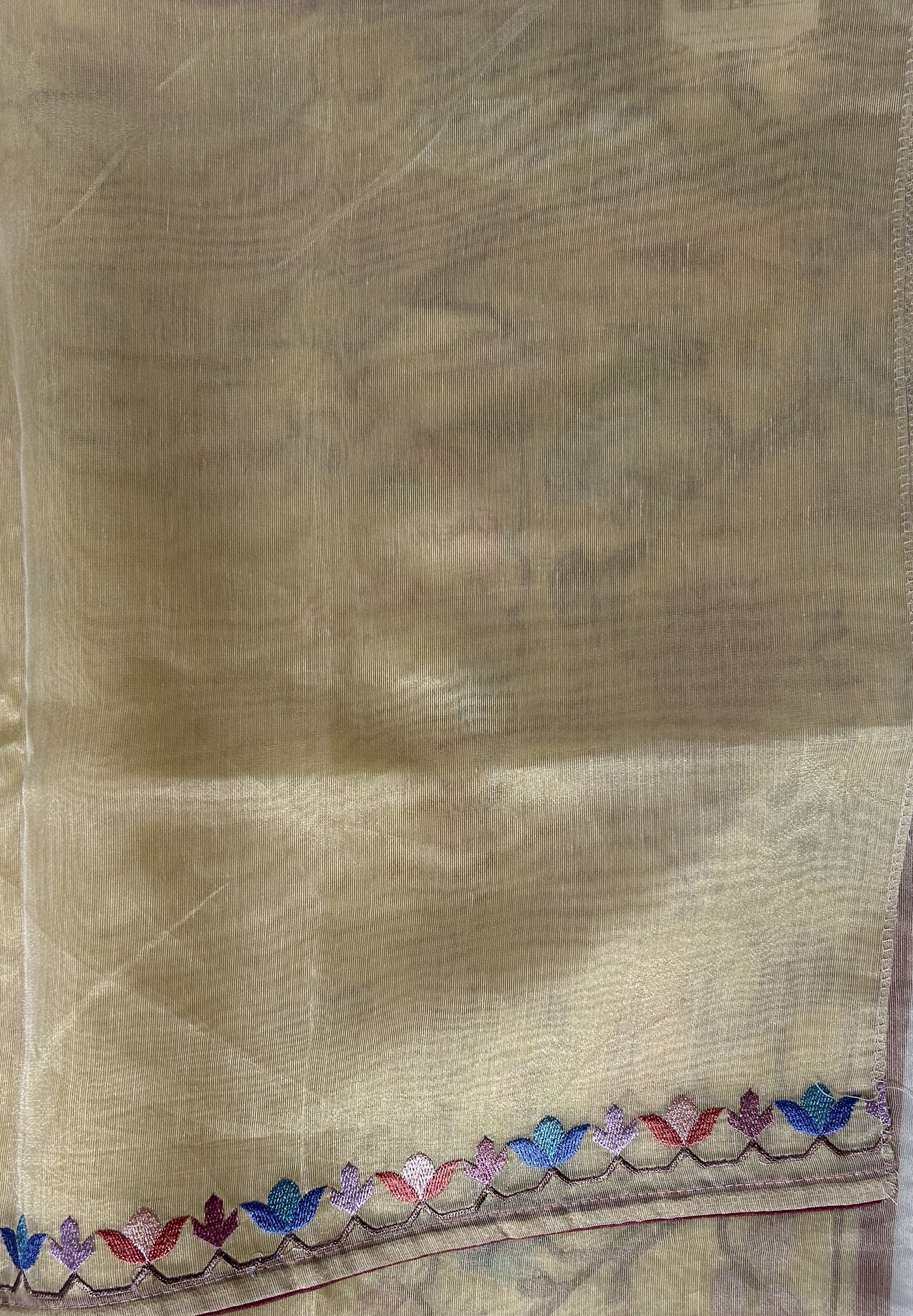 Semi Tussar Designer Saree Mustard Yellow colored Saree complemented with a Machine Embroidery border. - Sampradaya Designer Studio