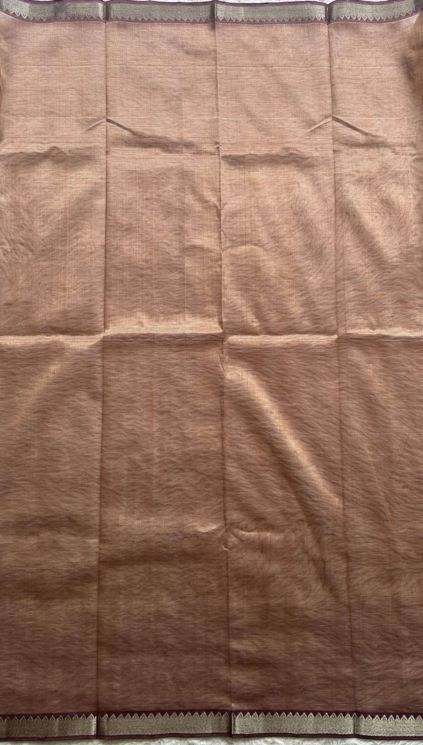 Mangalagiri Plain Pattu Saree French Beige colored complemented with a Zari Border - Sampradaya Designer Studio