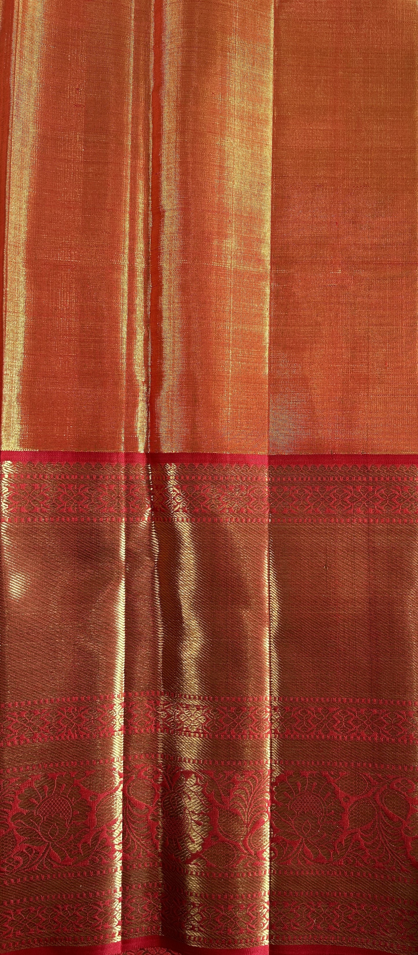 Kanjivaram Bridal Silk Saree Pink colored Saree complemented with a Red Colored Gold Kanchi border. - Sampradaya Designer Studio