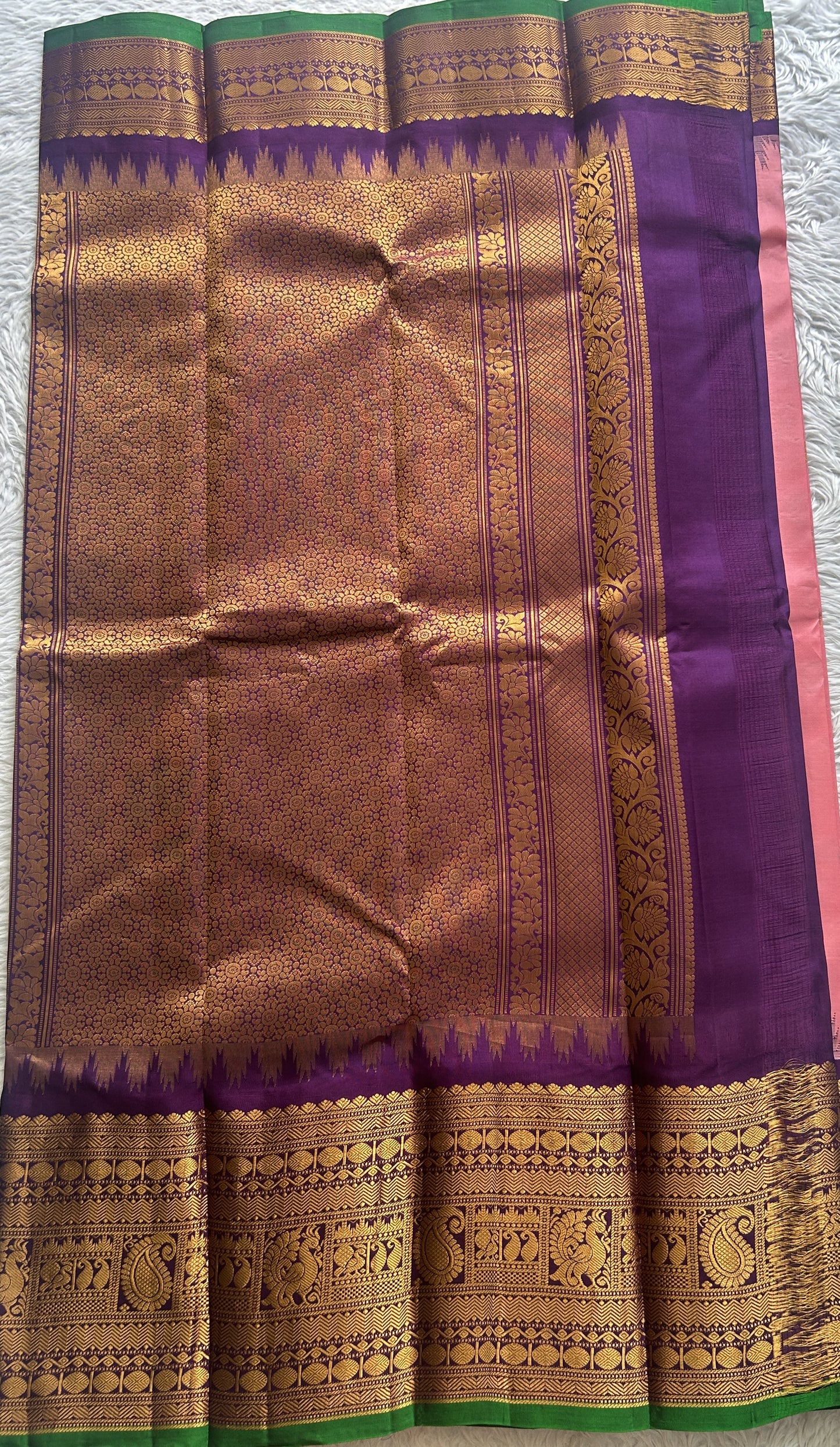 Gadwal Pattu Saree Light Pink colored saree complemented with a Zari border - Sampradaya Designer Studio