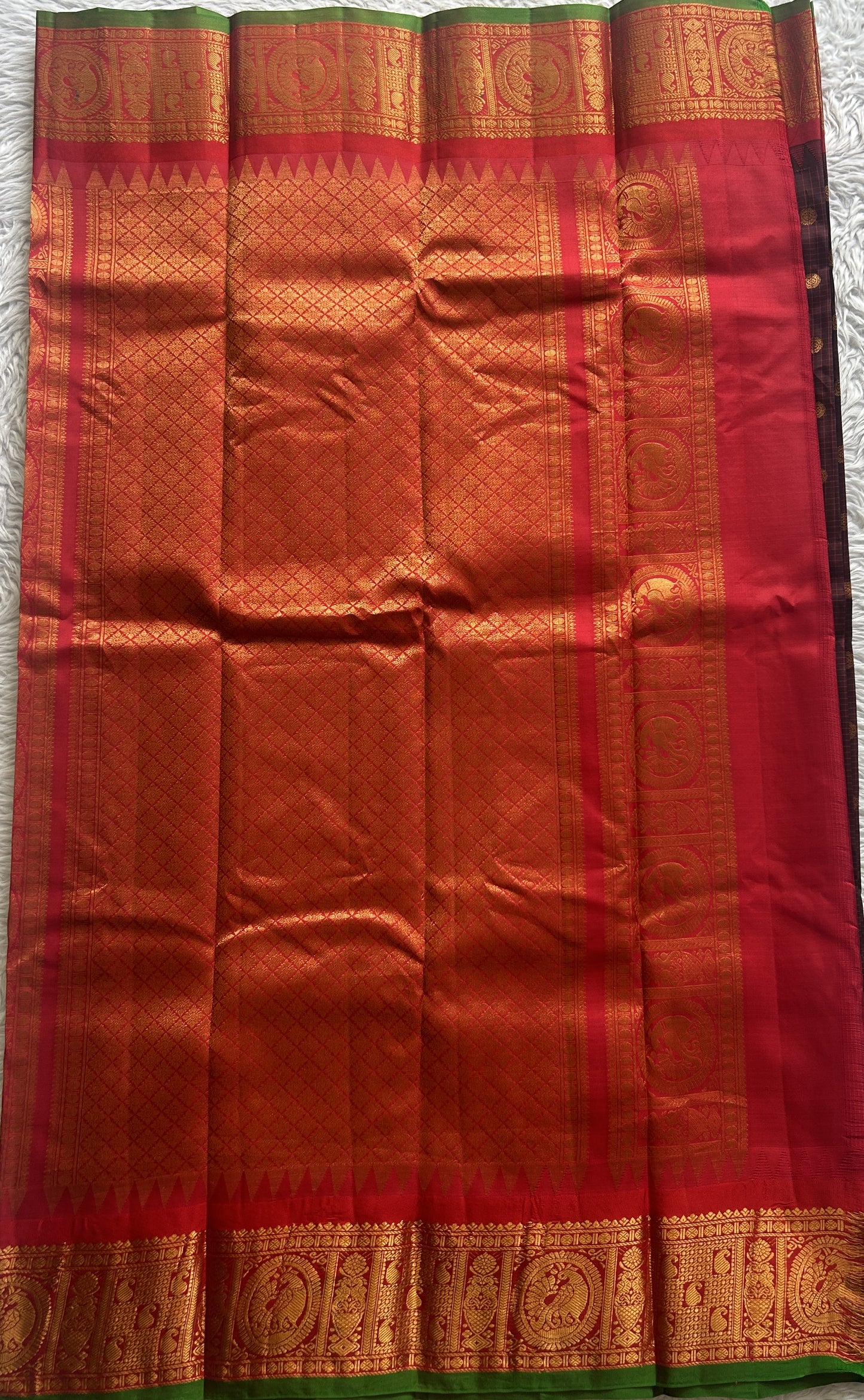 Gadwal Pattu Saree Brown colored saree complemented with a Zari border - Sampradaya Designer Studio