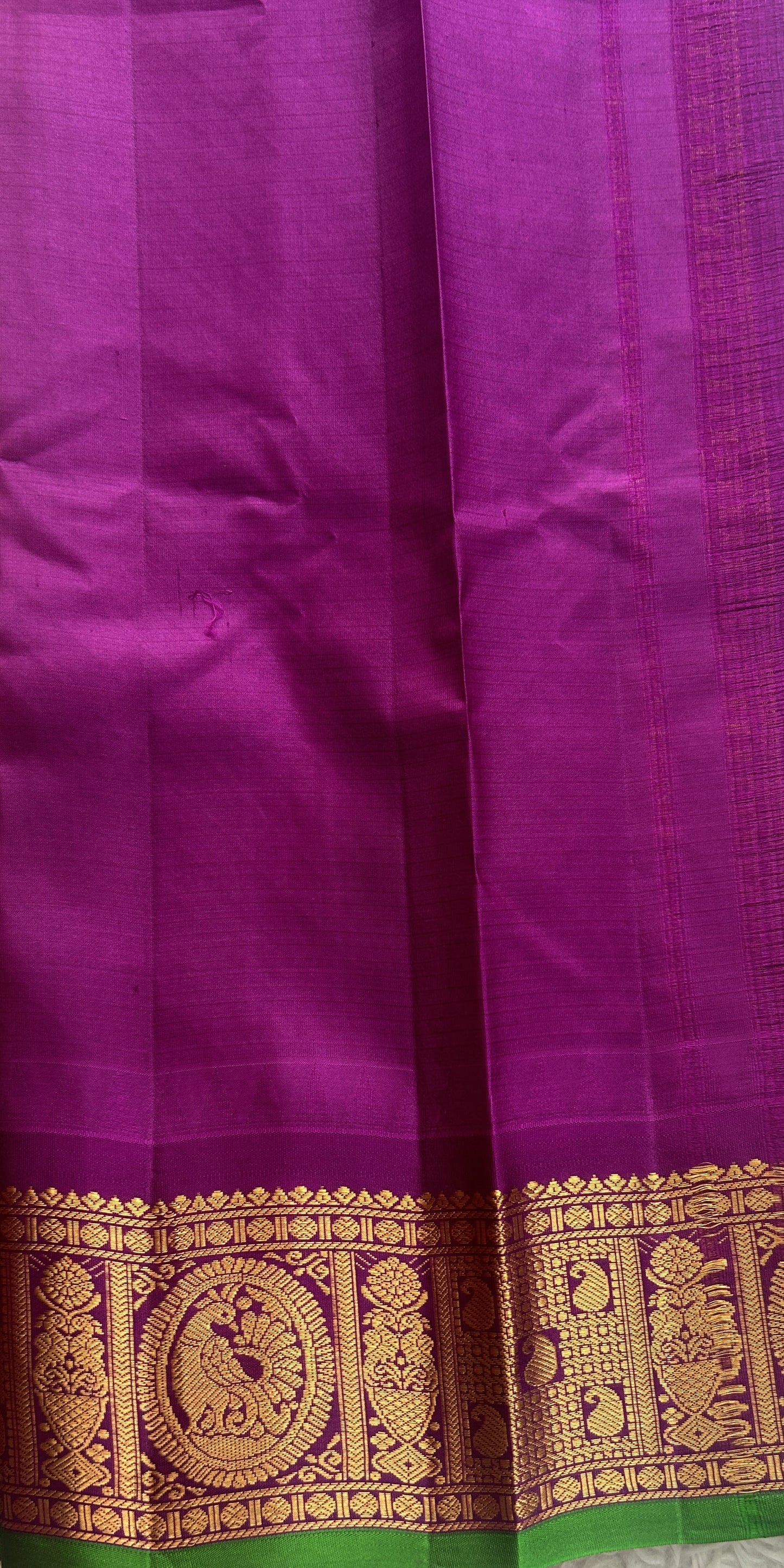 Gadwal Pattu Saree Peach colored saree complemented with a Zari border - Sampradaya Designer Studio