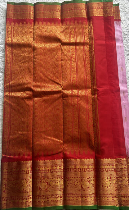 Gadwal Pattu Saree Baby Pink colored saree complemented with a Zari border - Sampradaya Designer Studio