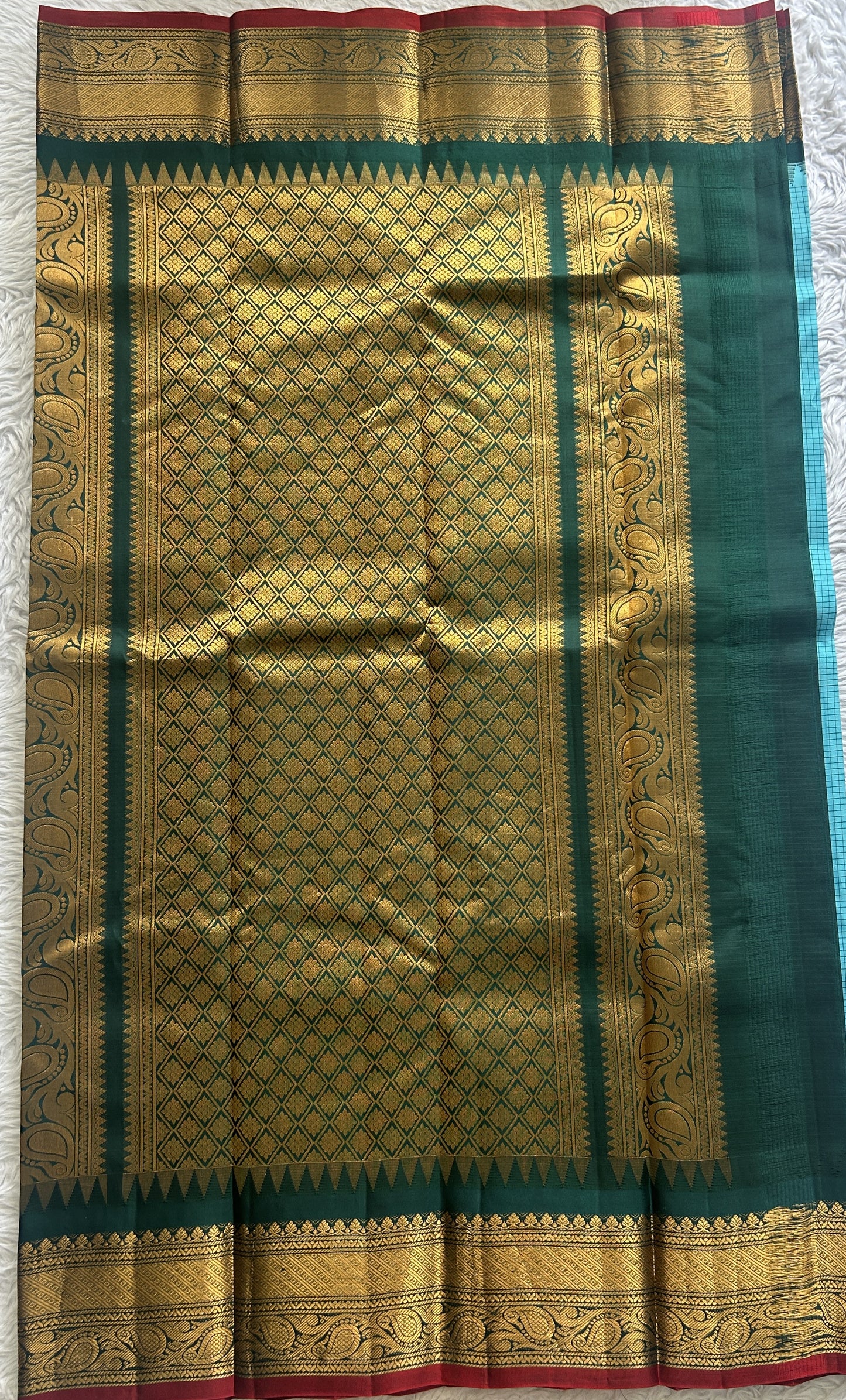 Gadwal Pattu Saree Sky Blue colored saree complemented with a Zari border - Sampradaya Designer Studio