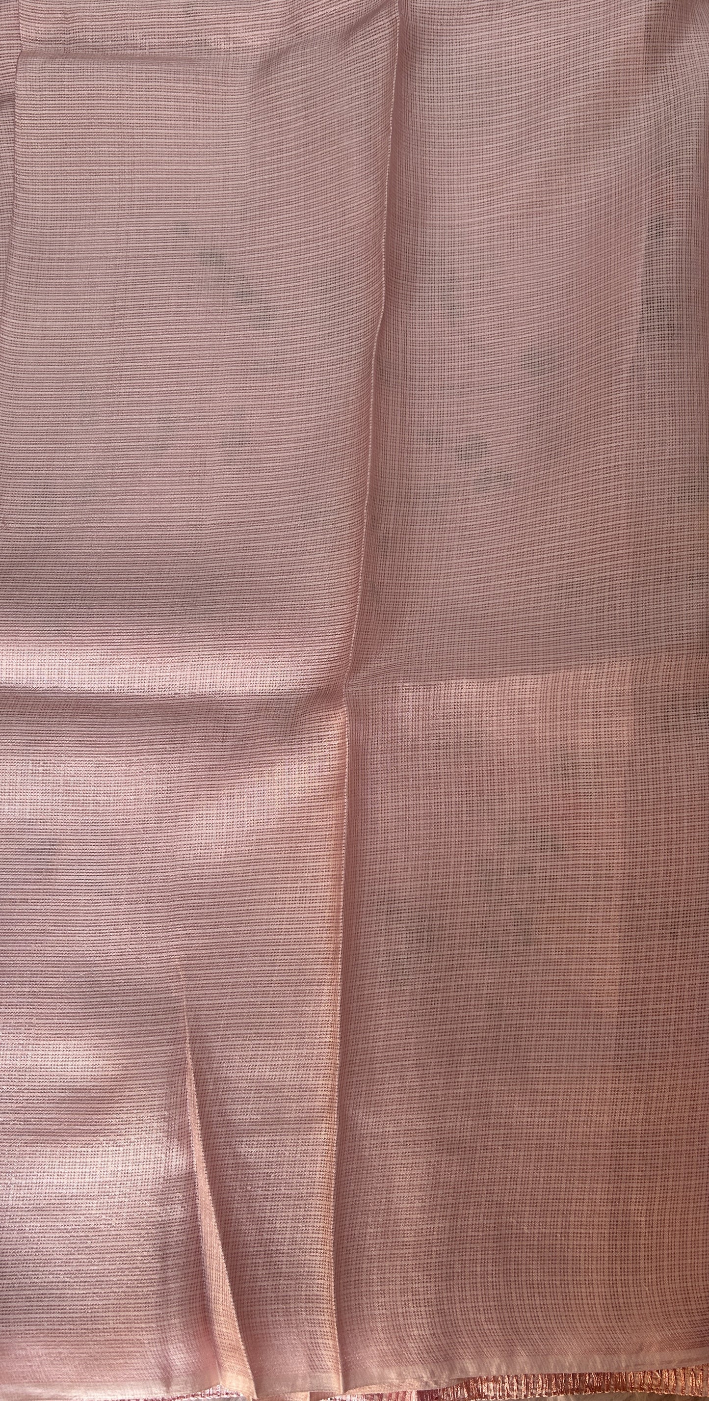 Silk kota Saree Light pink color complemented with a Borderless Saree. - Sampradaya Designer Studio