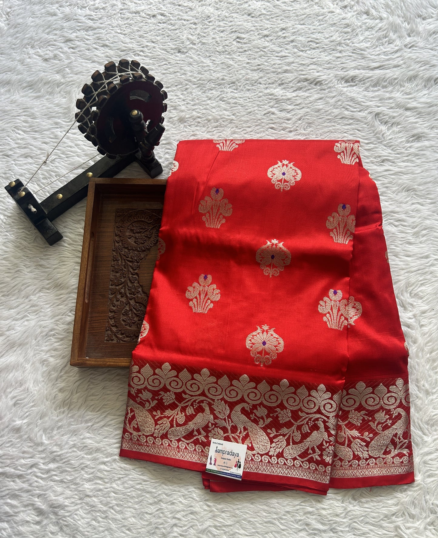 Venkatagiri Pattu Saree Red Colored Complemented With a Zari Border.