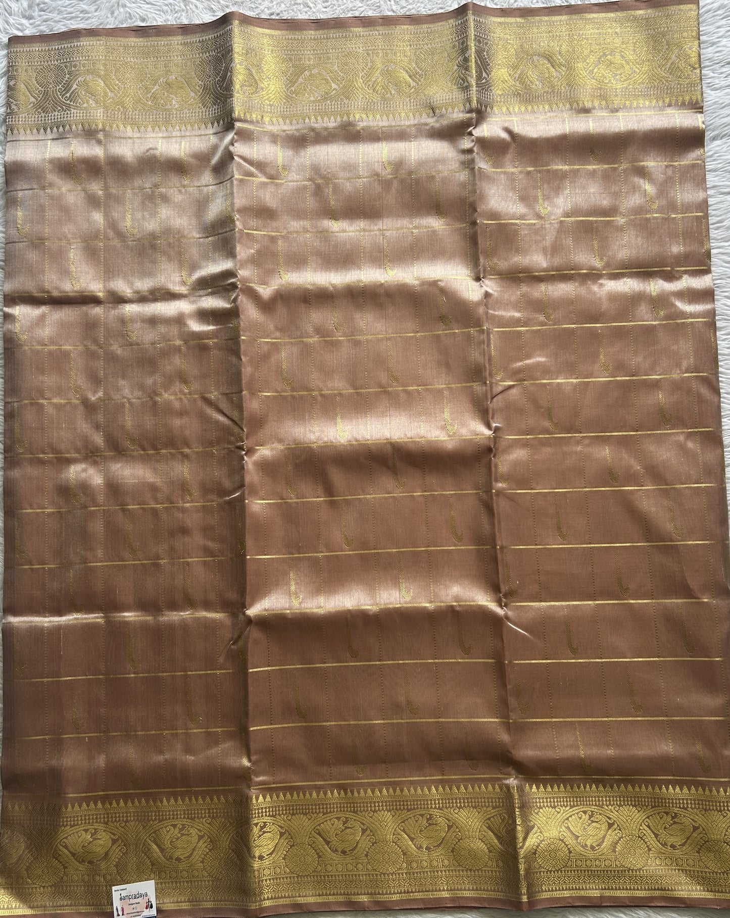 Venkatagiri Pattu Saree Beige Colored Complemented With a Zari Border.