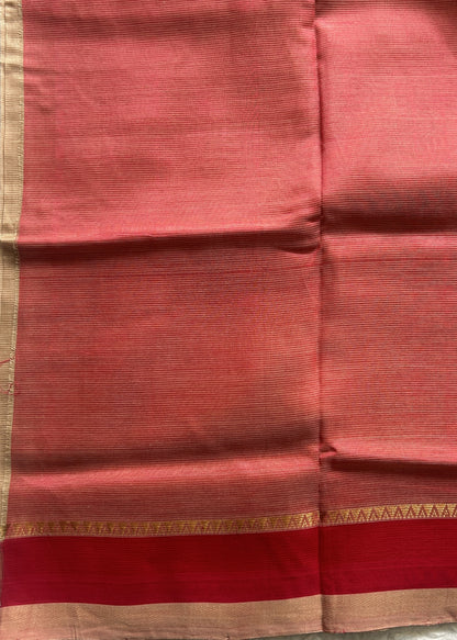 Mangalagiri Plain Pattu Saree Light Brown colored complemented with a Zari Border.