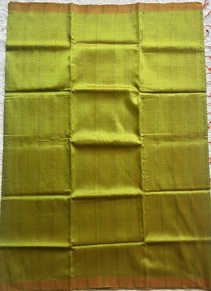 Mangalagiri Plain Pattu Saree Light Green colored complemented with a No Border.