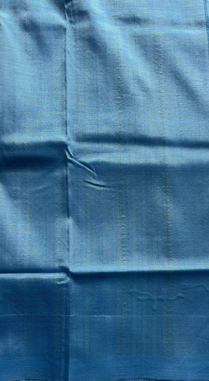 Mangalagiri Plain Pattu Saree Sky Blue colored complemented with a No Border.