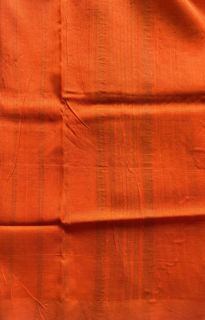 Mangalagiri Plain Pattu Saree Light Orange colored complemented with a No Border.